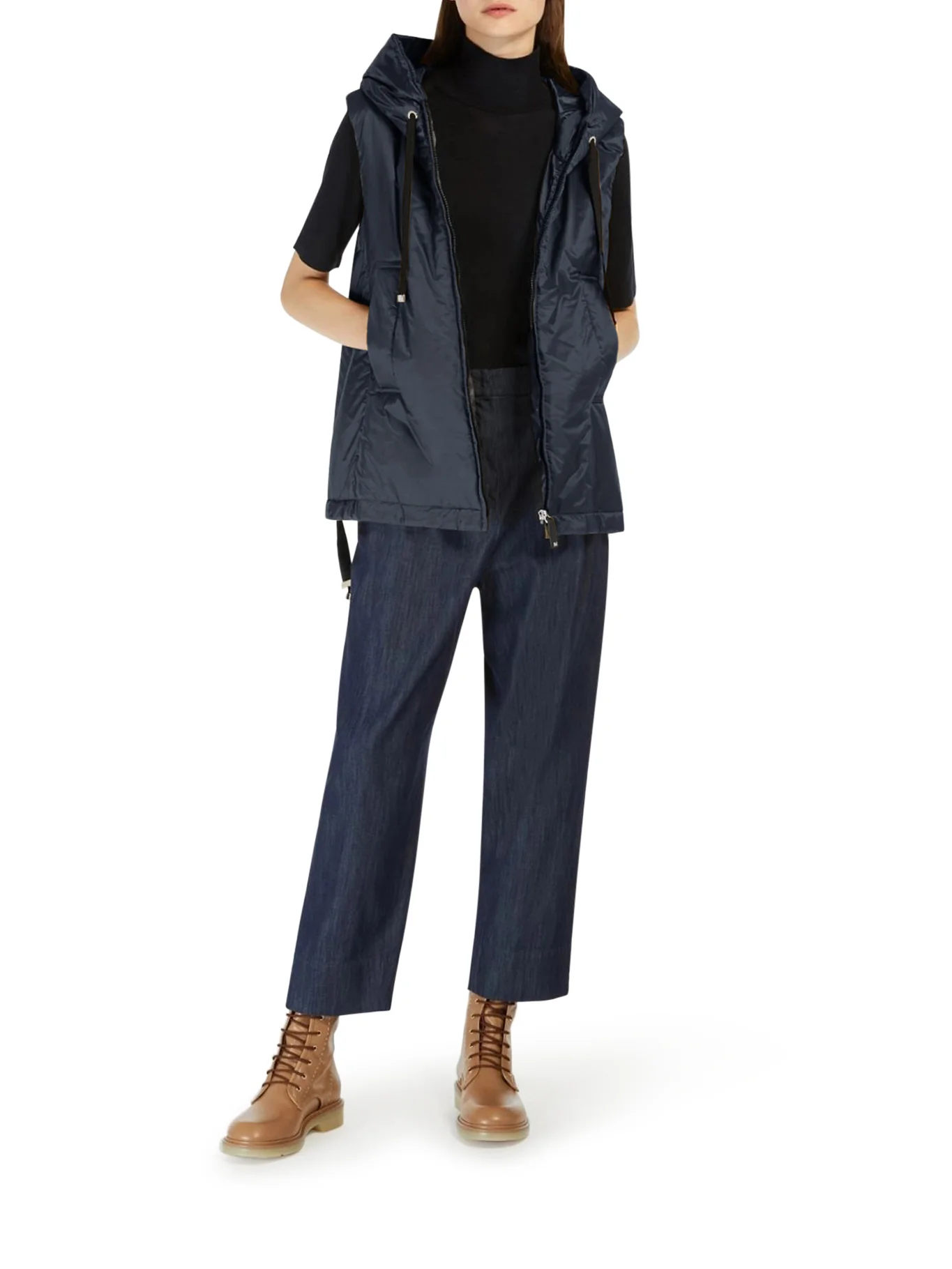 PADDED VEST WITH HOOD IN WATERPROOF CANVAS - Image 2