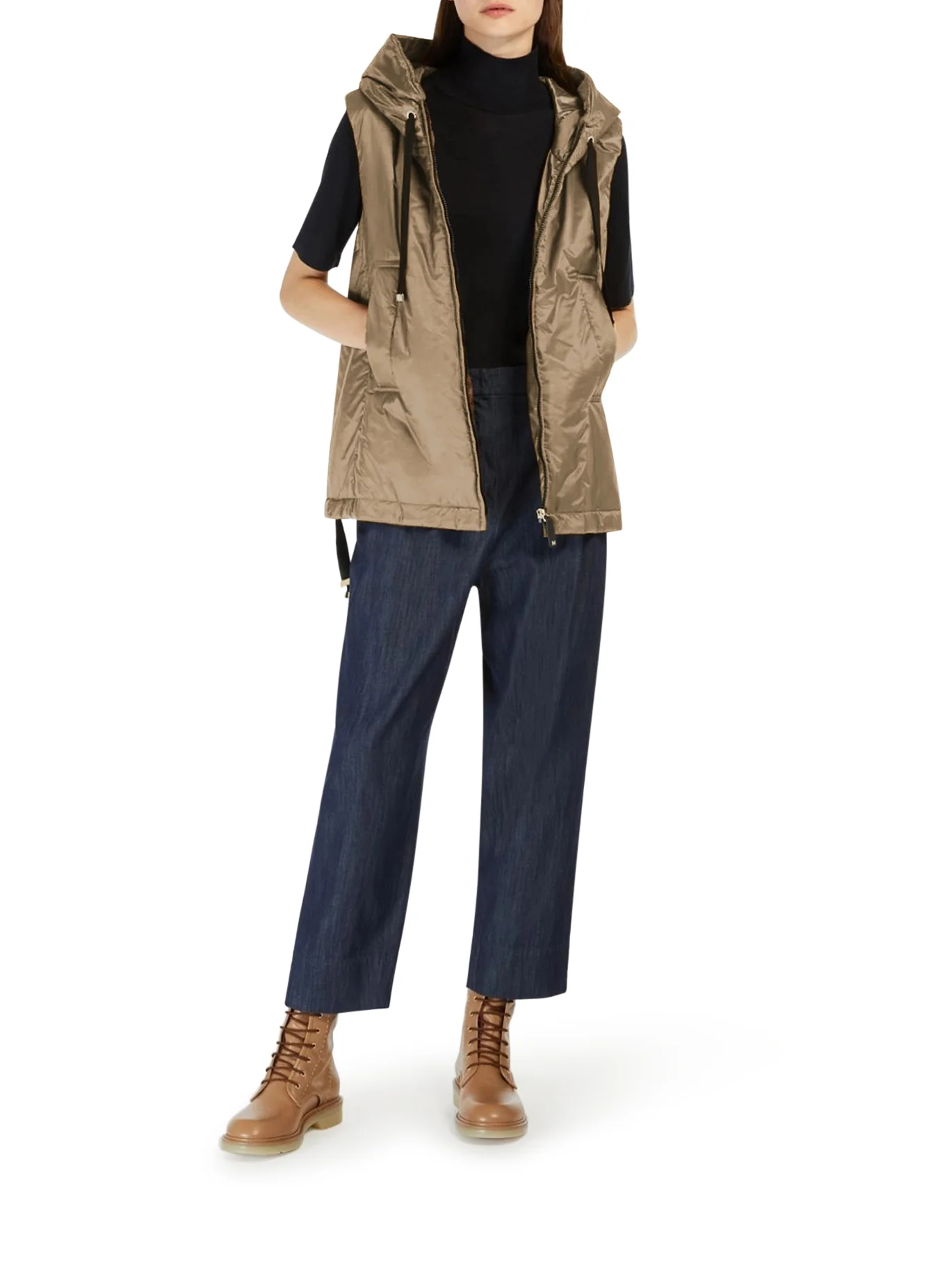 PADDED VEST WITH HOOD IN WATERPROOF CANVAS - Image 2