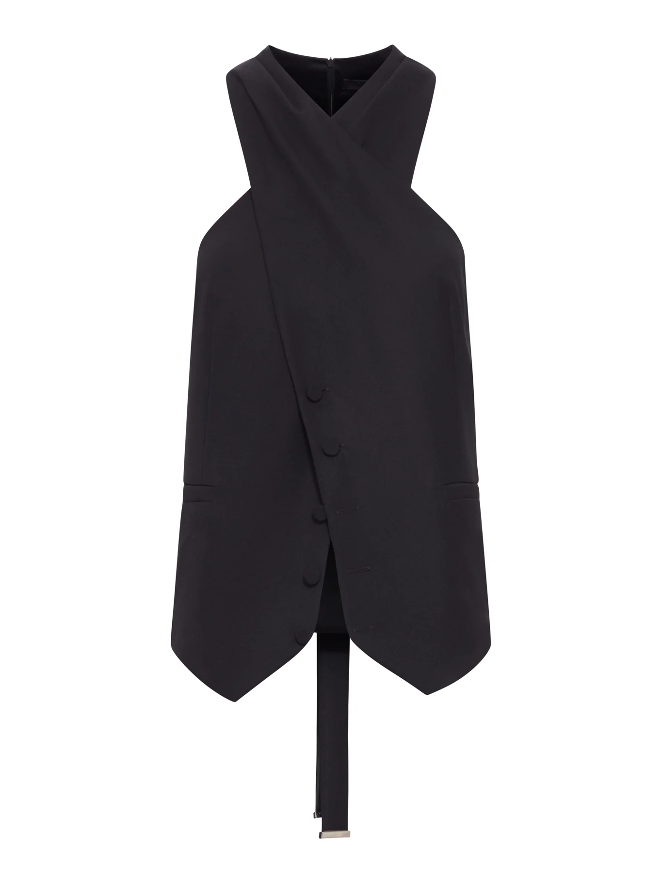 WOOL AND SATIN GABARDINE VEST