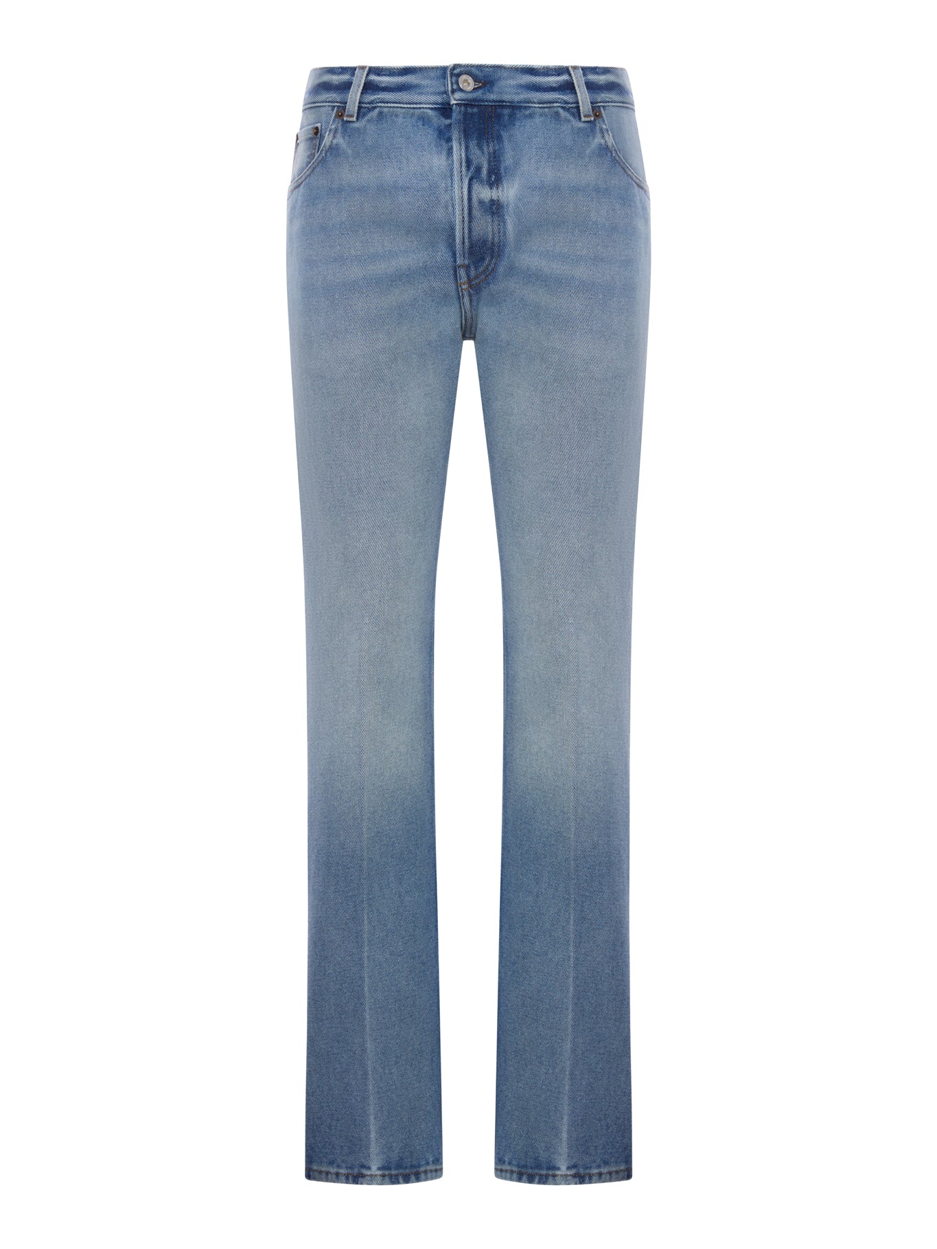 FIVE-POCKET WASHED DENIM TROUSERS