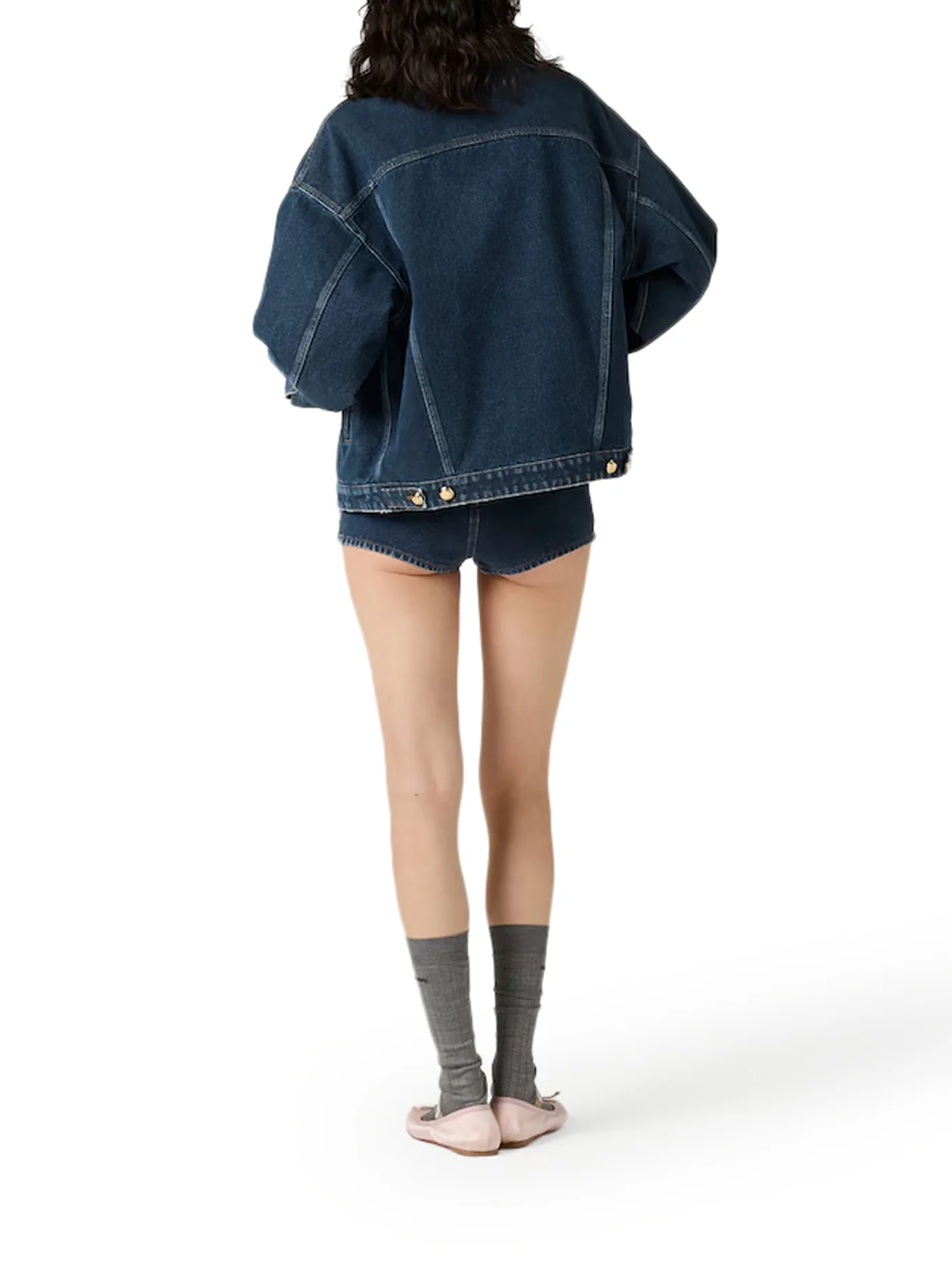 FLOCKED DENIM AND VELVET BLOUSON - Image 4