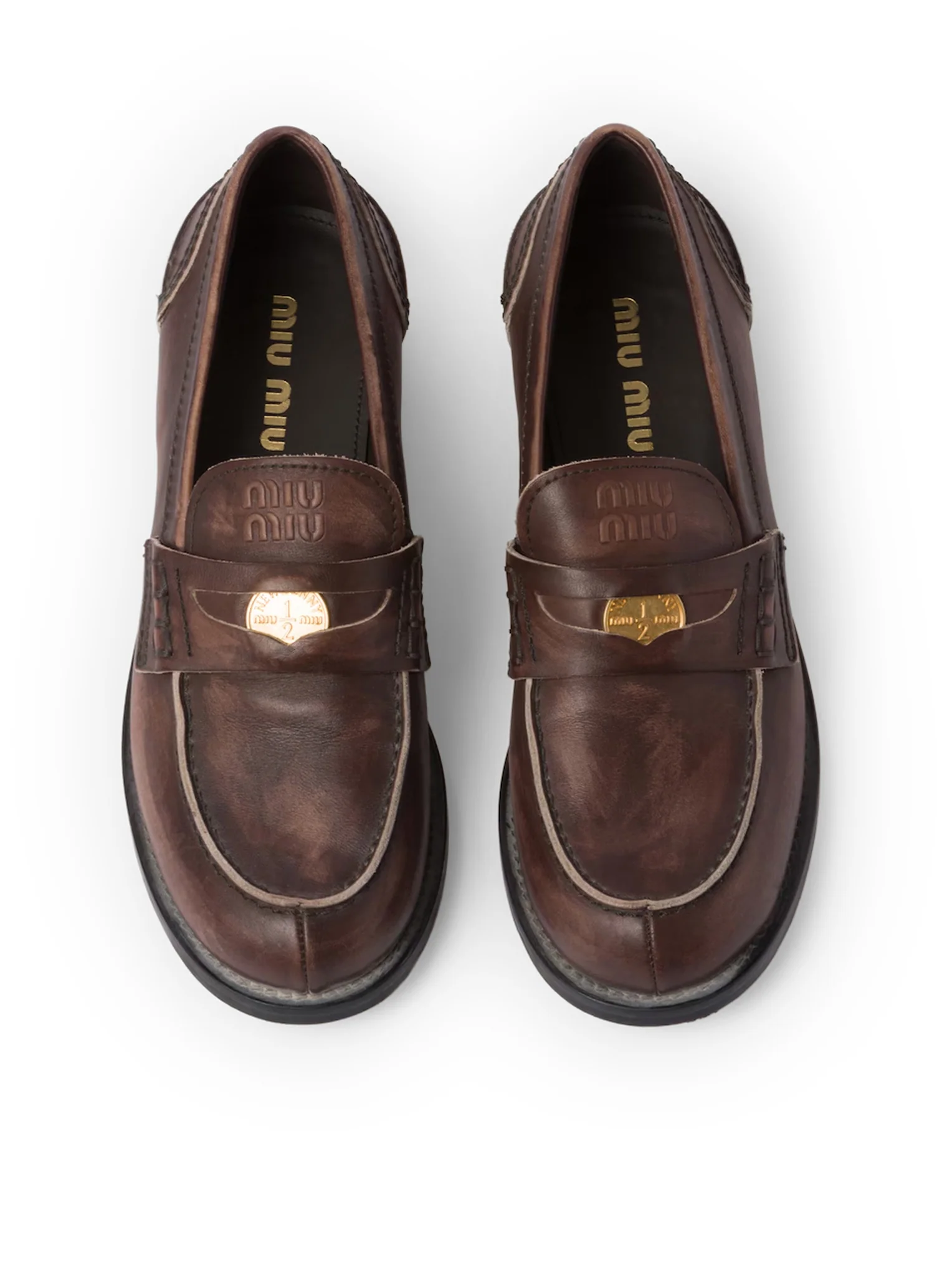 VINTAGE EFFECT LEATHER LOAFERS - Image 4