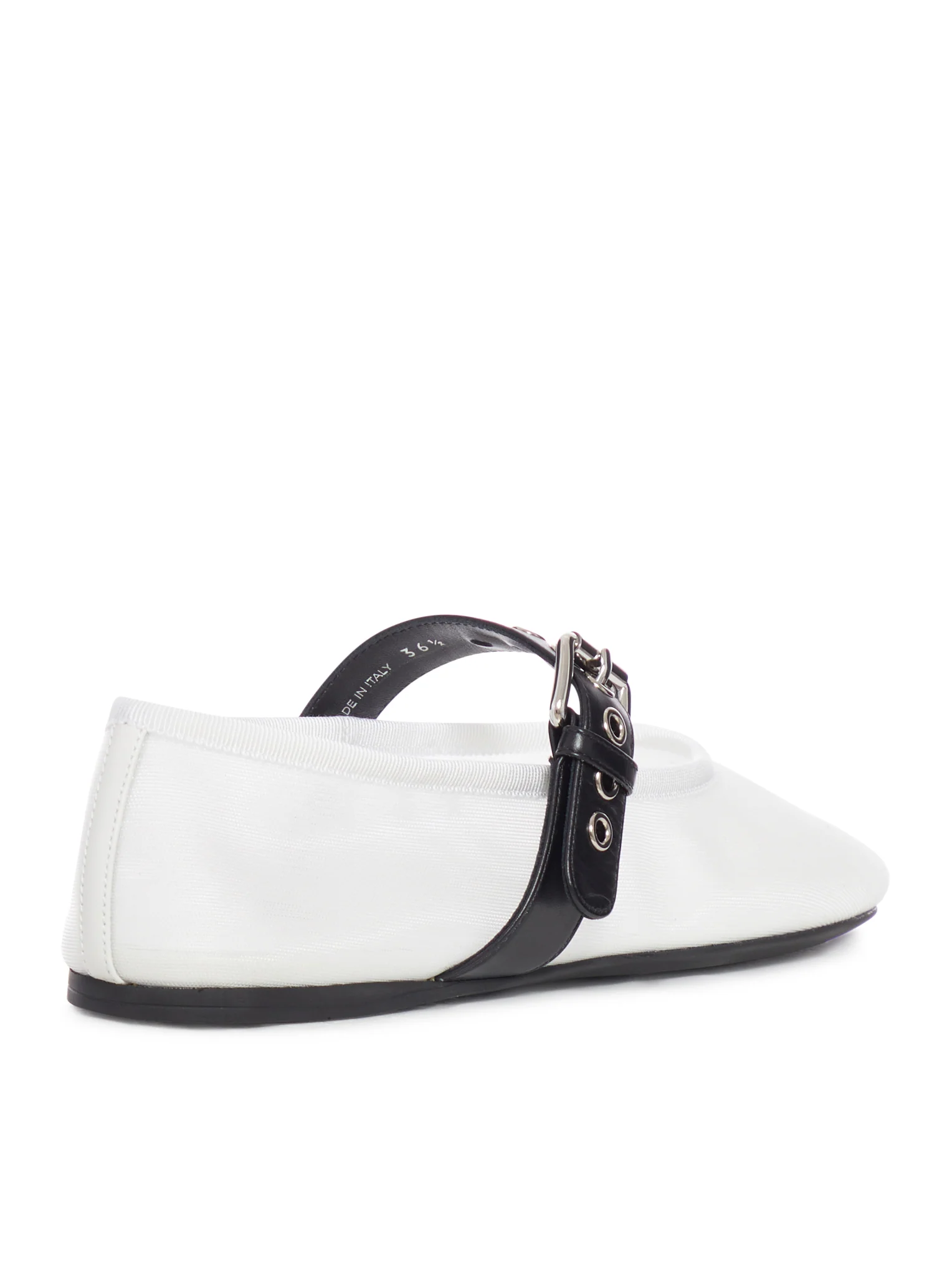 MESH BALLERINAS WITH CONTRASTING LEATHER BUCKLE - Image 3