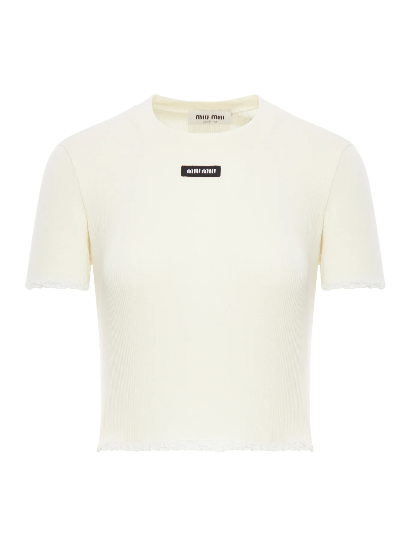 RIBBED T-SHIRT WITH LACE INSERTS