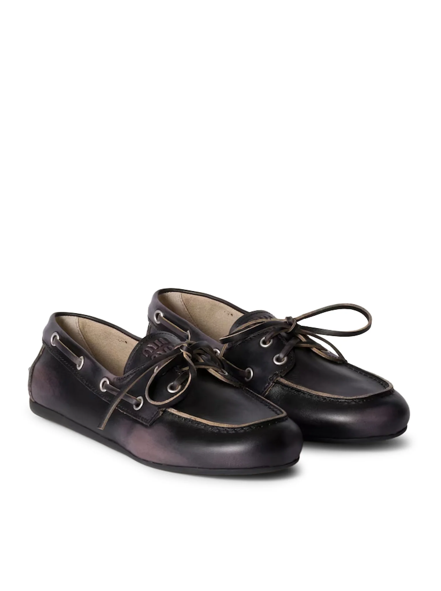 UNLINED BOAT LOAFERS IN DECOLORED LEATHER - Image 2
