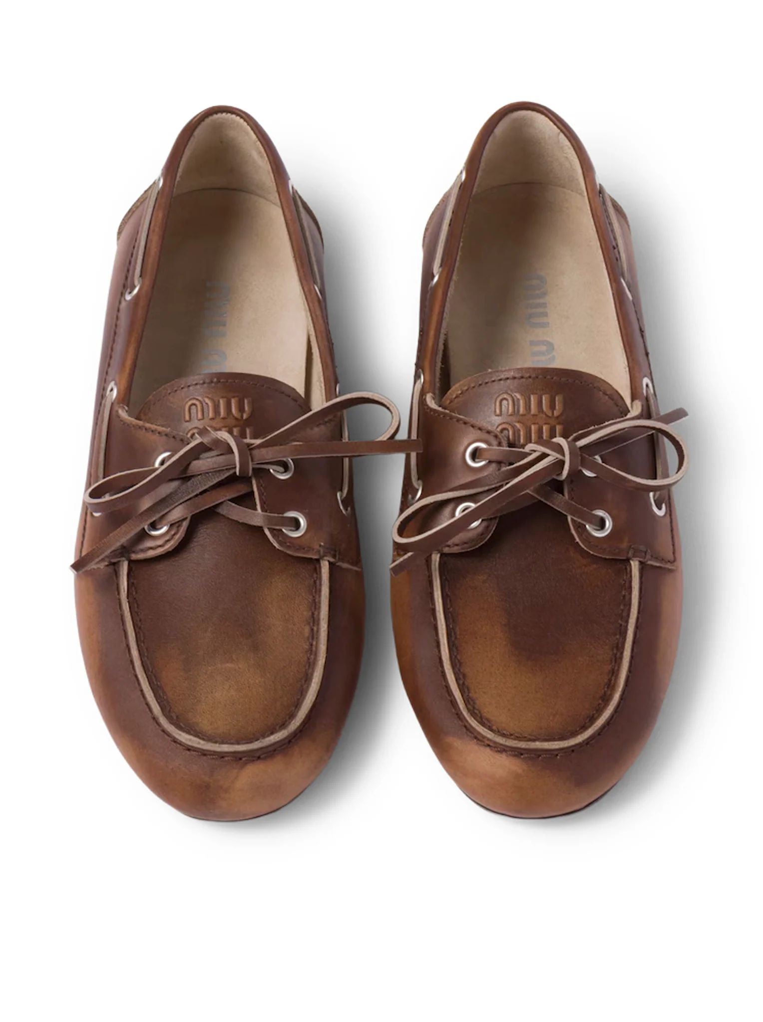 UNLINED BOAT LOAFERS IN DECOLORED LEATHER - Image 5