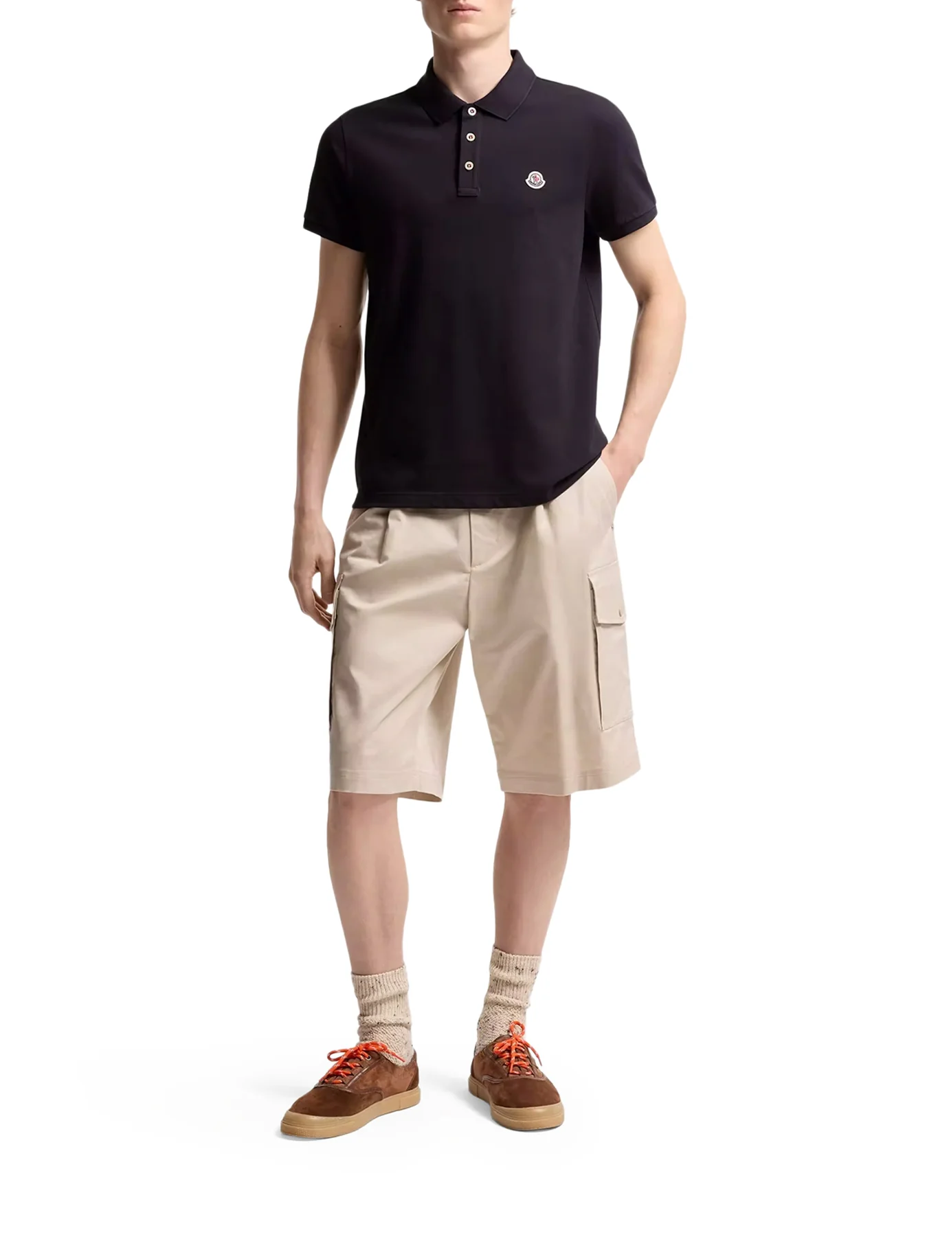 COTTON POLO SHIRT WITH LOGO PATCH - Image 2