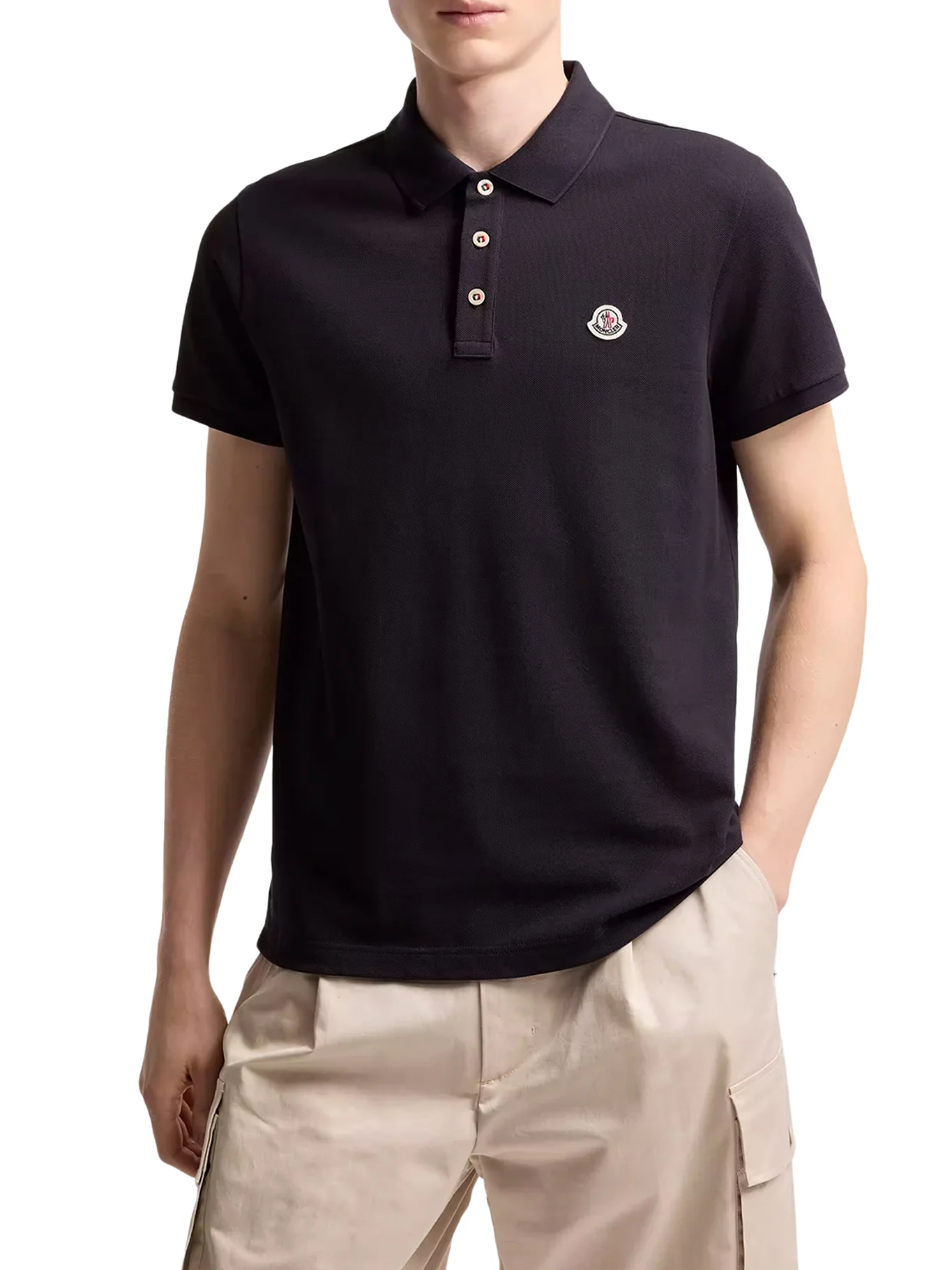 COTTON POLO SHIRT WITH LOGO PATCH - Image 3