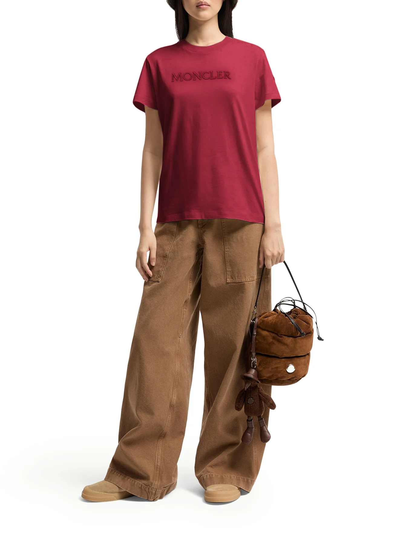 COTTON T-SHIRT WITH EMBROIDERED TONE-ON-TONE LOGO - Image 2