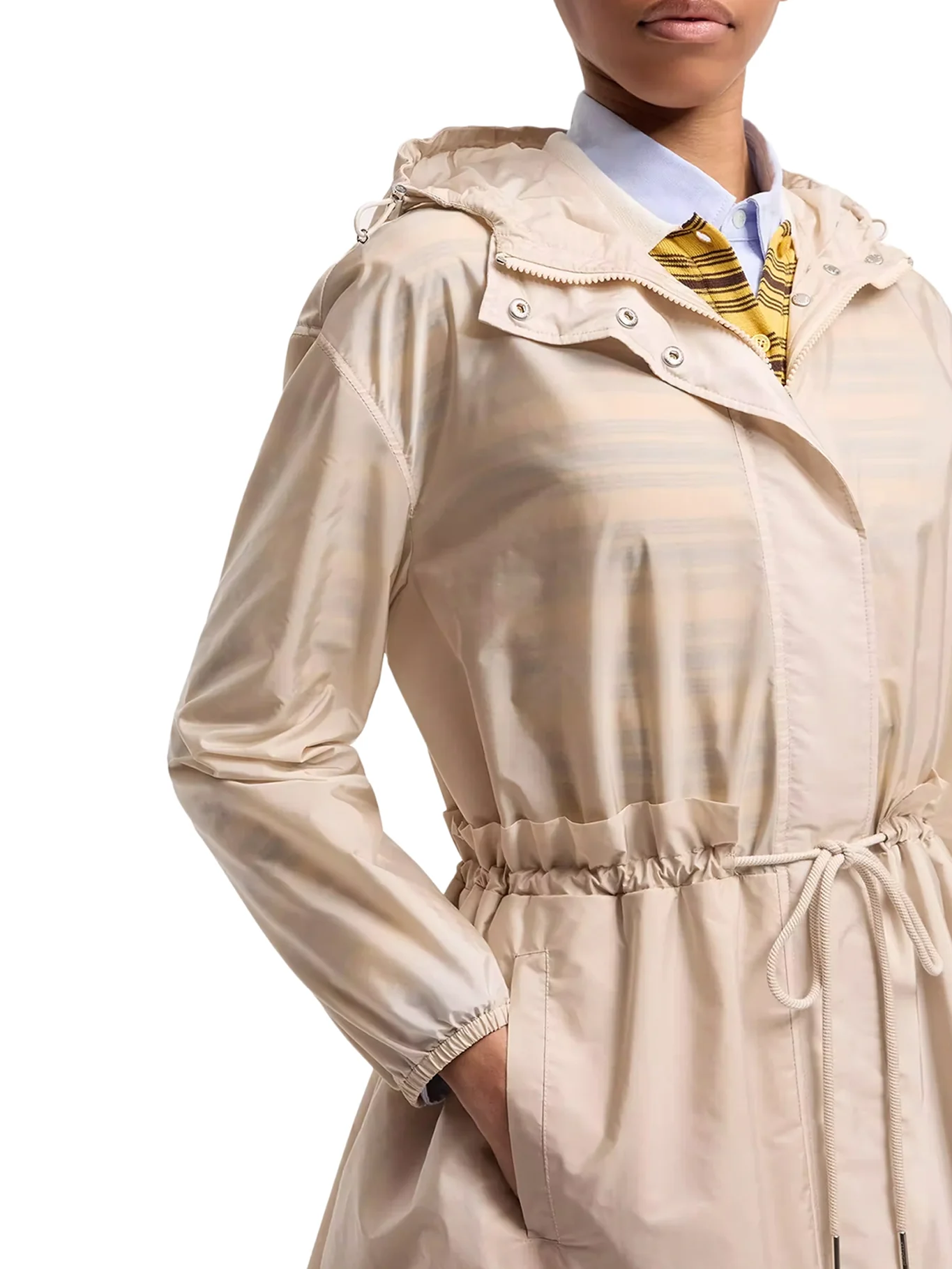 MIDI WETEAU JACKET WITH HOOD AND RUFFLES - Image 5