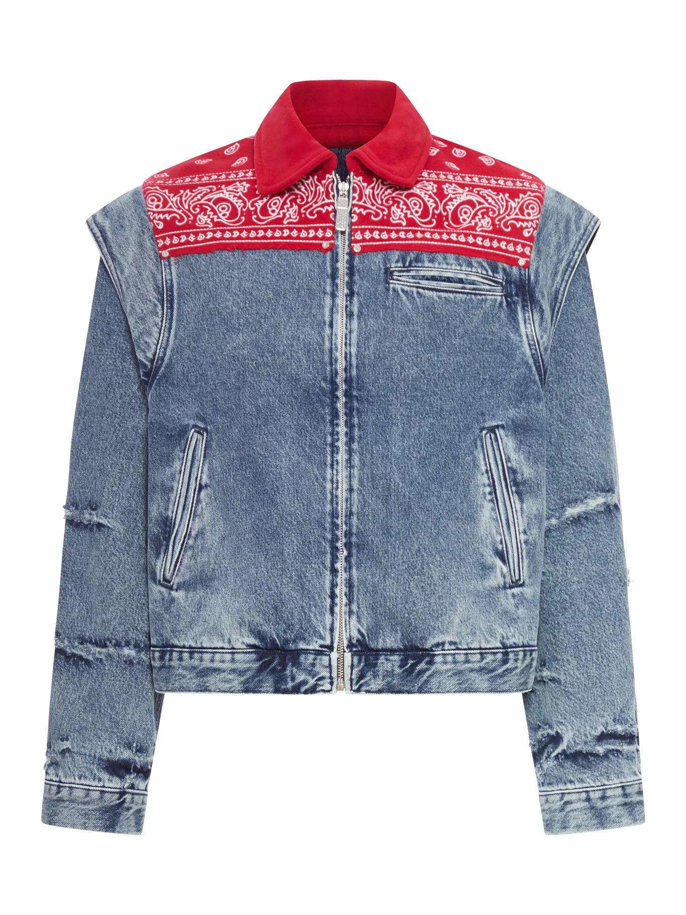 DENIM CAPE JACKET WITH BANDANA EFFECT