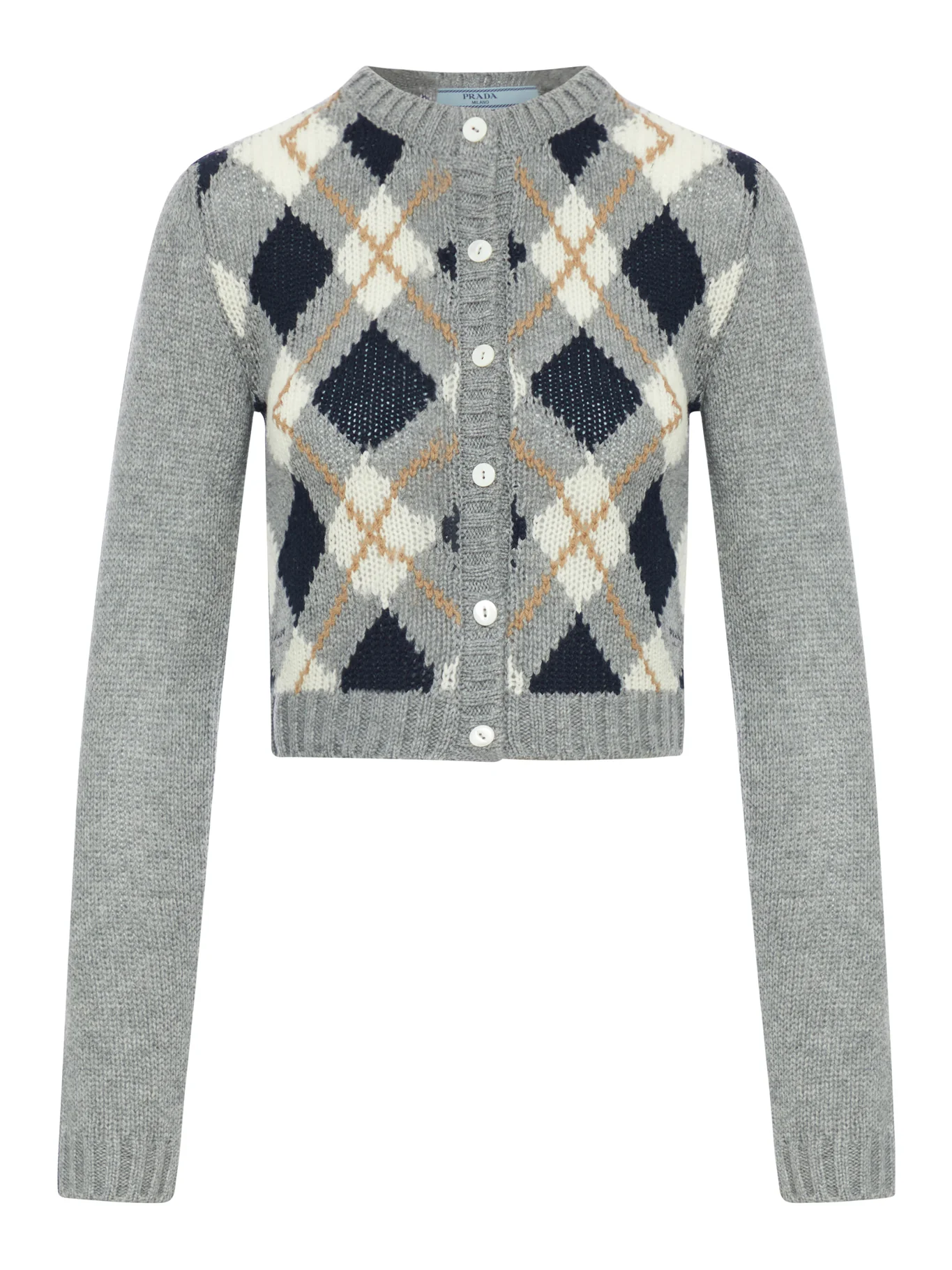 CASHMERE CARDIGAN WITH GEOMETRIC PATTERN