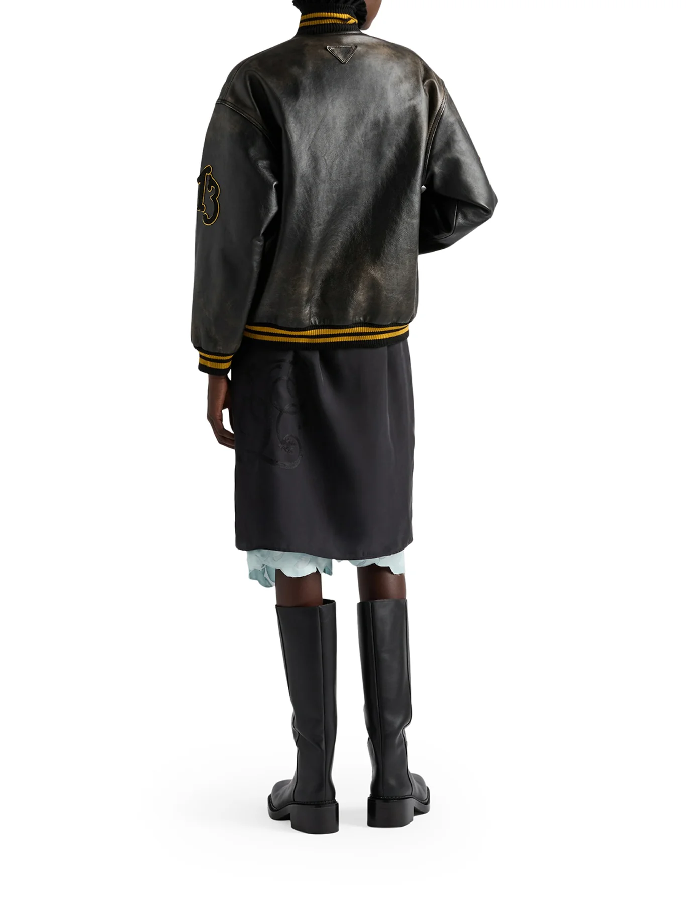 LEATHER BOMBER JACKET WITH PATCH - Image 3