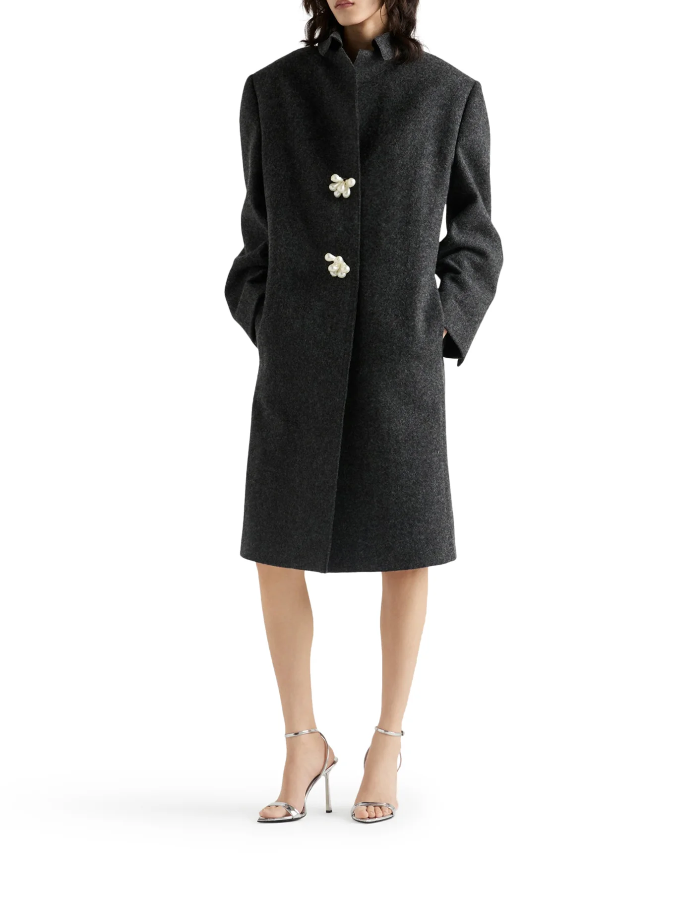 SHETLAND WOOL COAT WITH JEWEL BUTTONS - Image 2