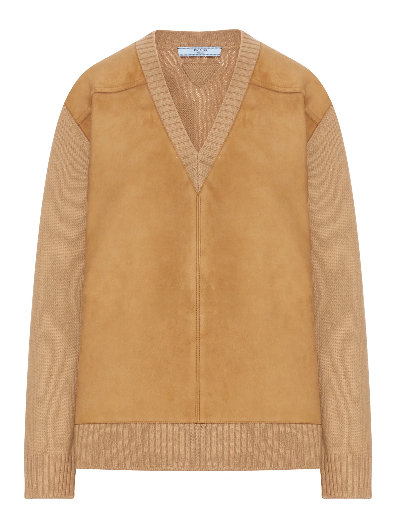 WOOL AND CASHMERE SWEATER WITH SUEDE INSERTS