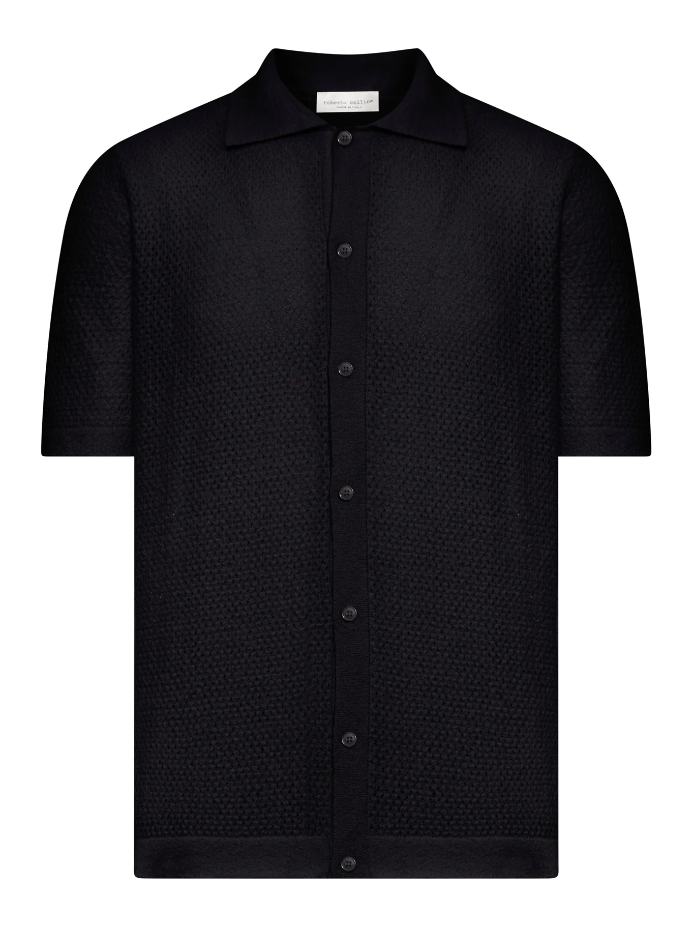 PERFORATED KNIT SHIRT WITH CLASSIC COLLAR