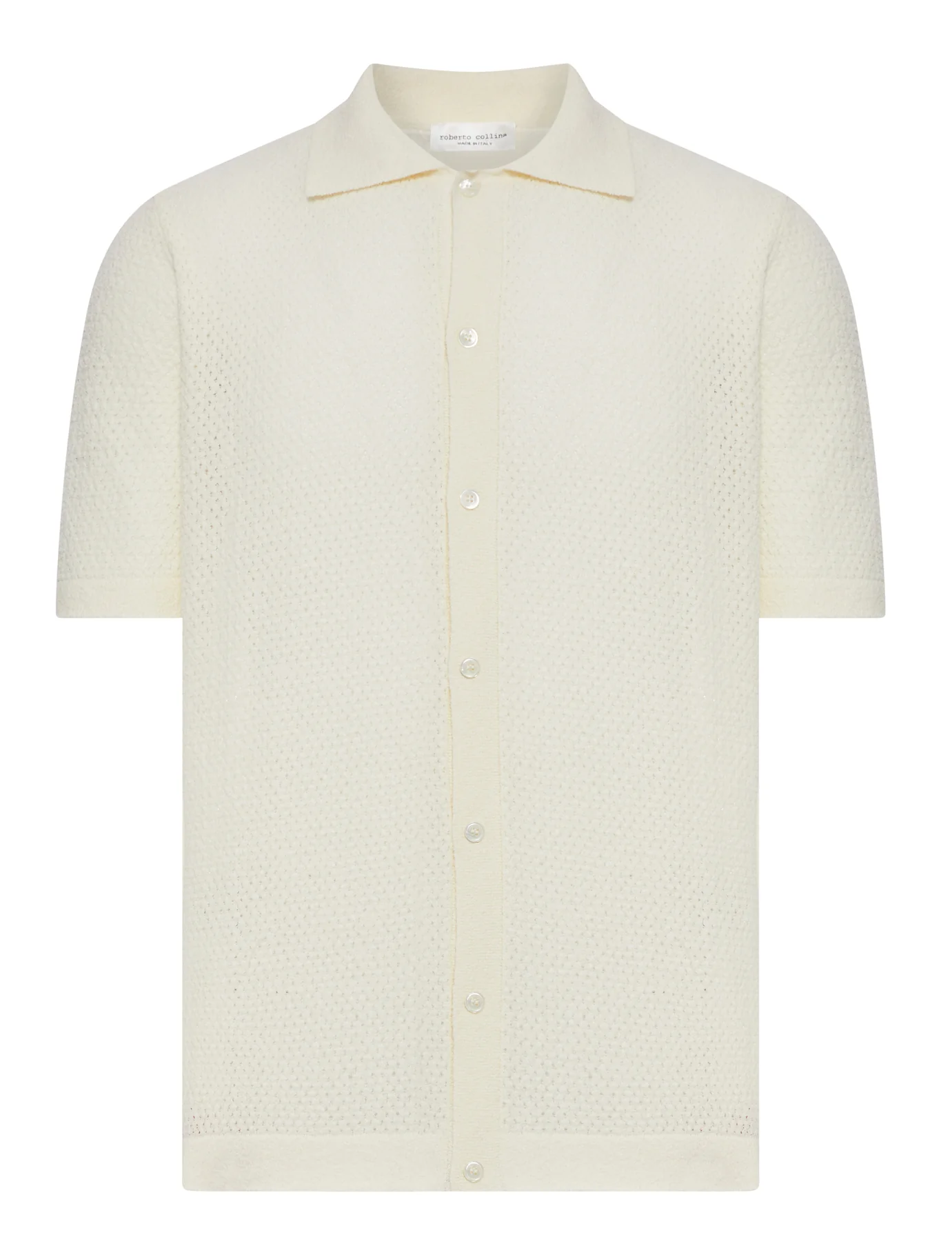 PERFORATED KNIT SHIRT WITH CLASSIC COLLAR