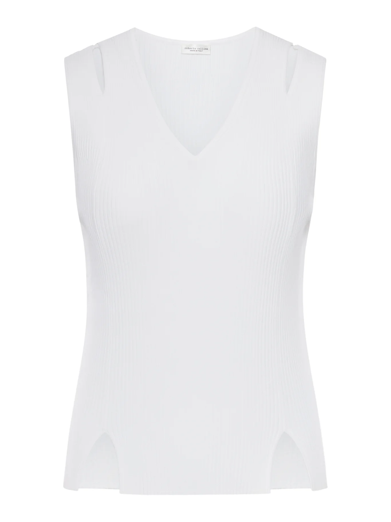 SLEEVELESS TOP IN VERTICAL RIBBED KNIT