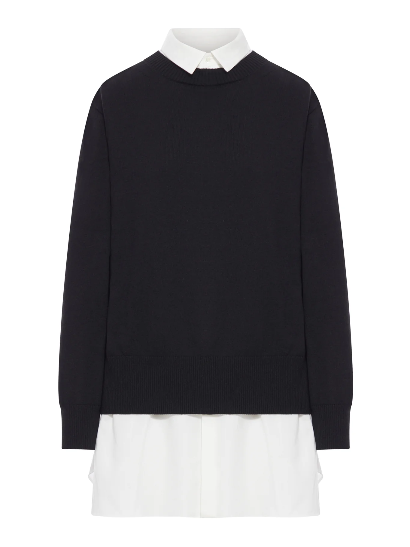 LAYERED POPLIN AND COTTON KNIT DRESS