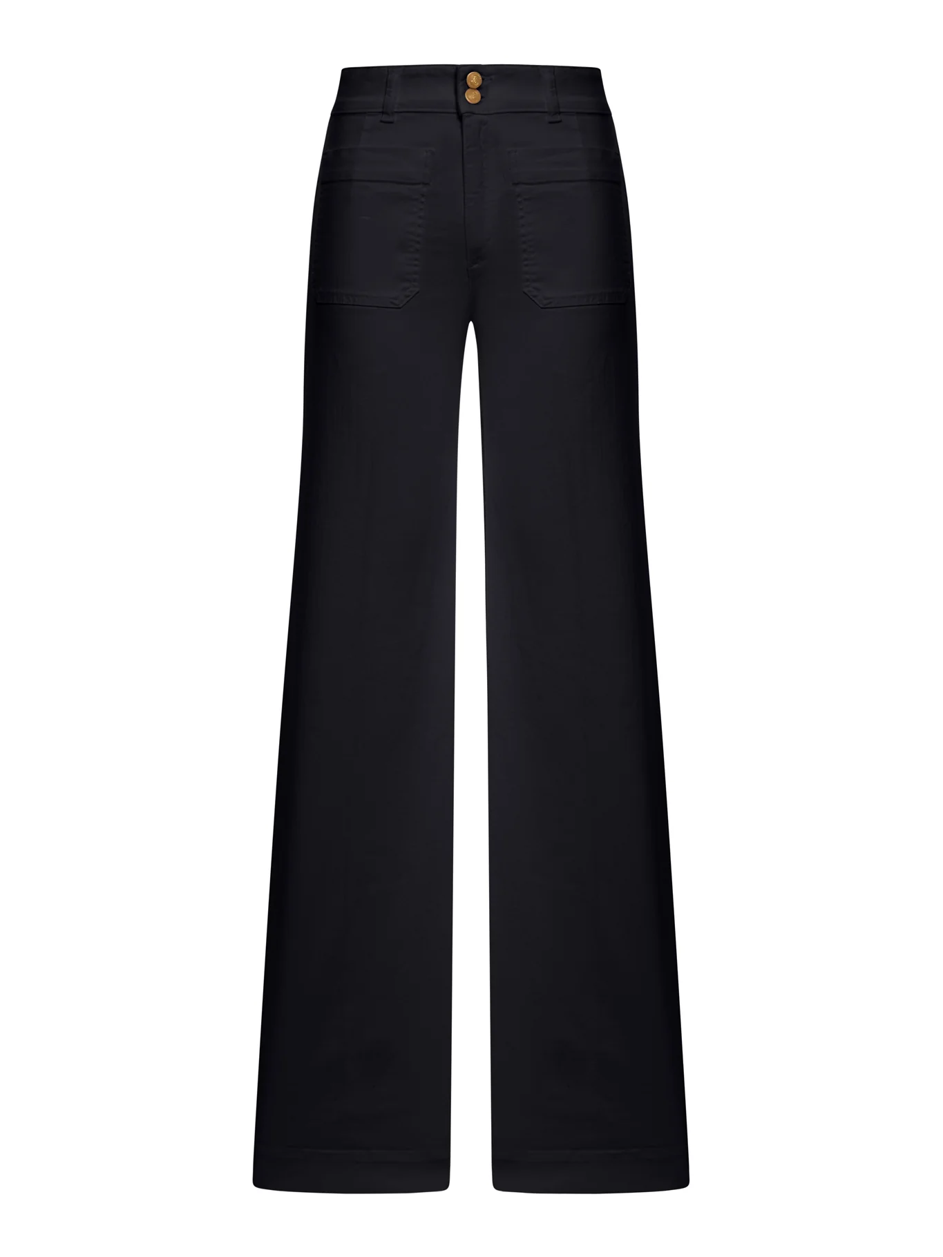WIDE-LEG JANE JEANS IN WHITE COTTON WITH GOLD BUTTONS