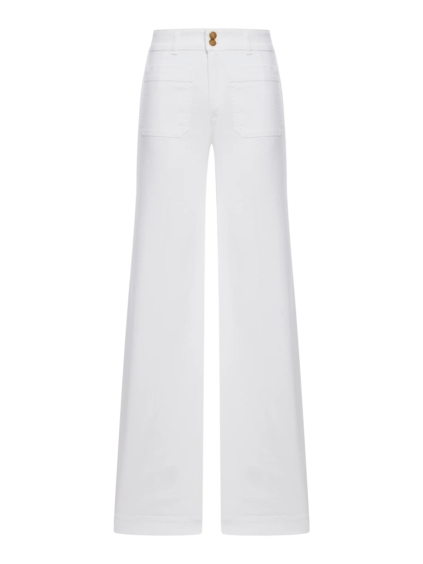 WIDE-LEG JANE JEANS IN WHITE COTTON WITH GOLD BUTTONS