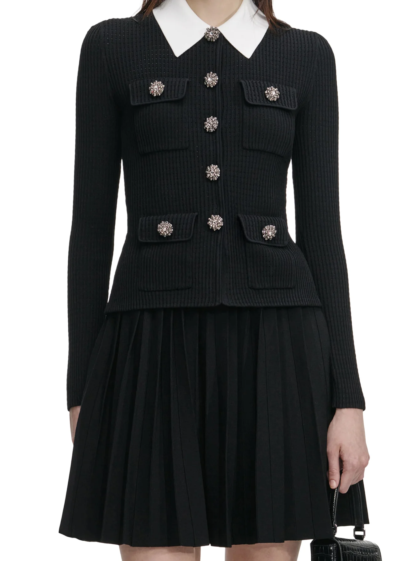 BLACK KNIT MINI DRESS - Image 3
