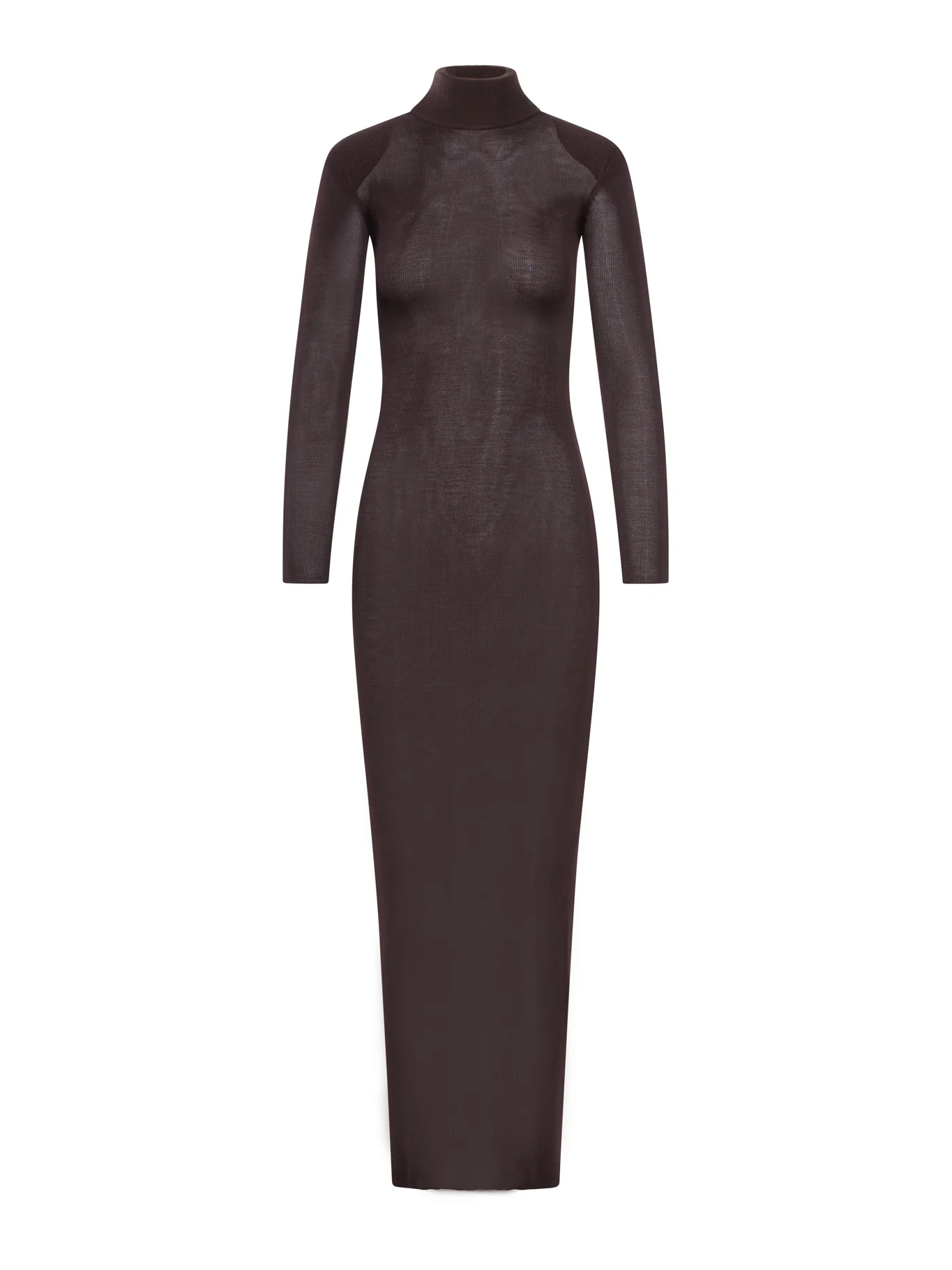 BROWN VISCOSE KNIT MAXI DRESS