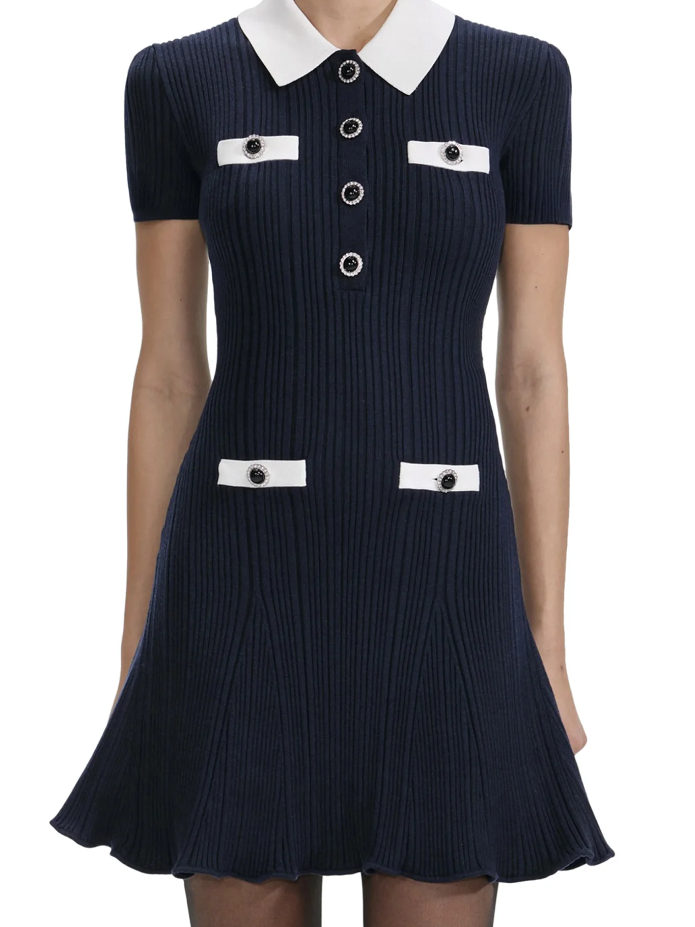 MINI KNITTED DRESS WITH CONTRASTING COLLAR - Image 4