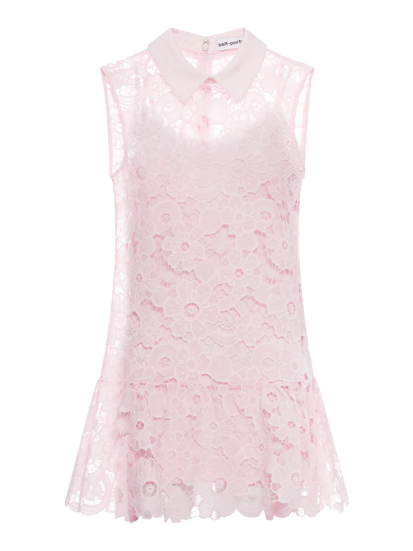 PINK LACE COLLARED MINI DRESS