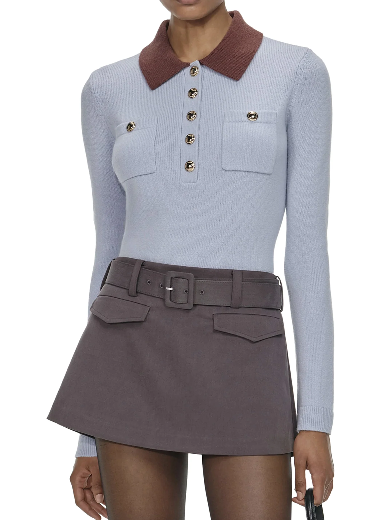 SWEATER WITH CLASSIC CONTRAST COLLAR - Image 3