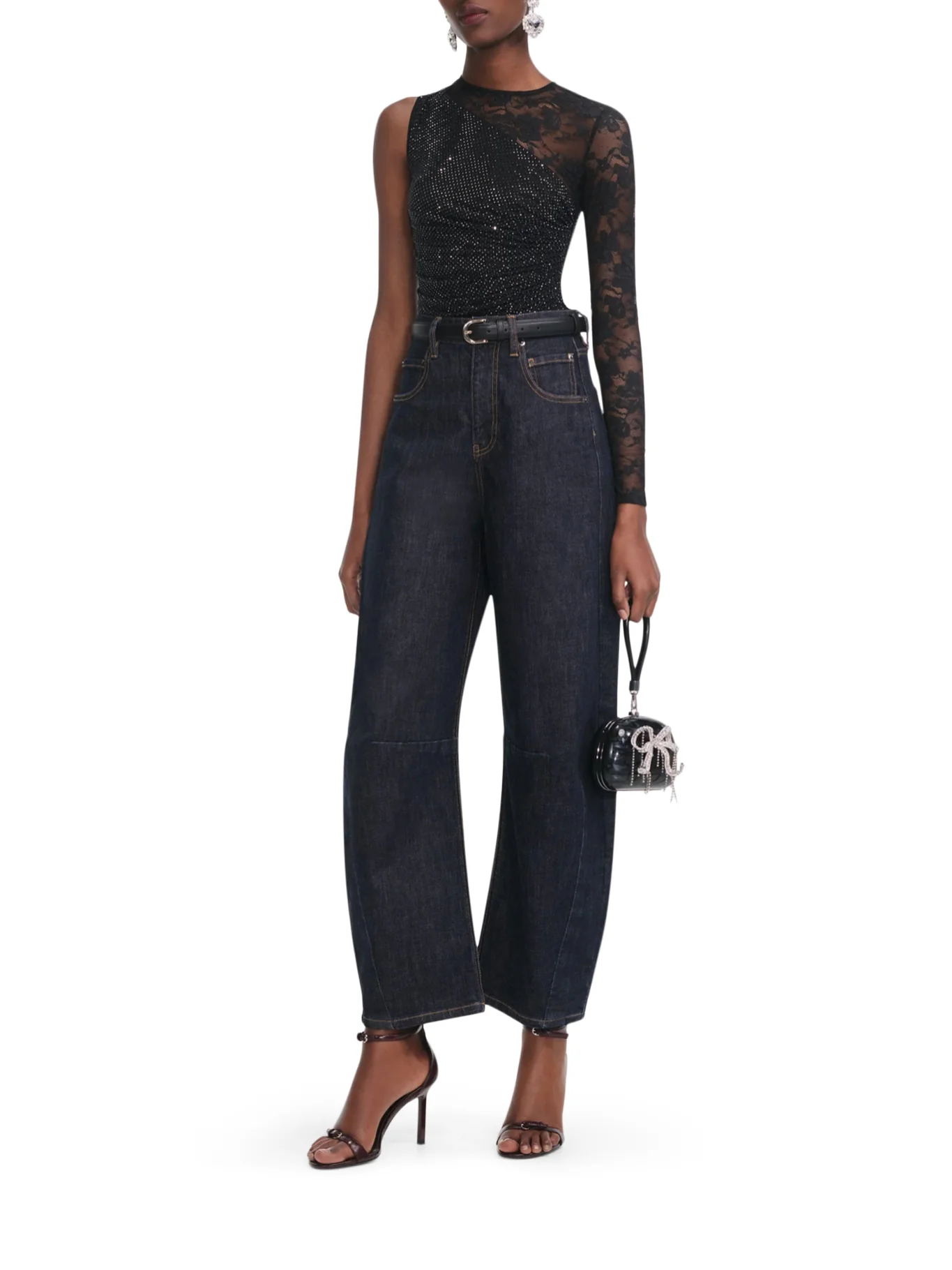 TOP WITH RHINESTONE AND LACE SLEEVES - Image 5