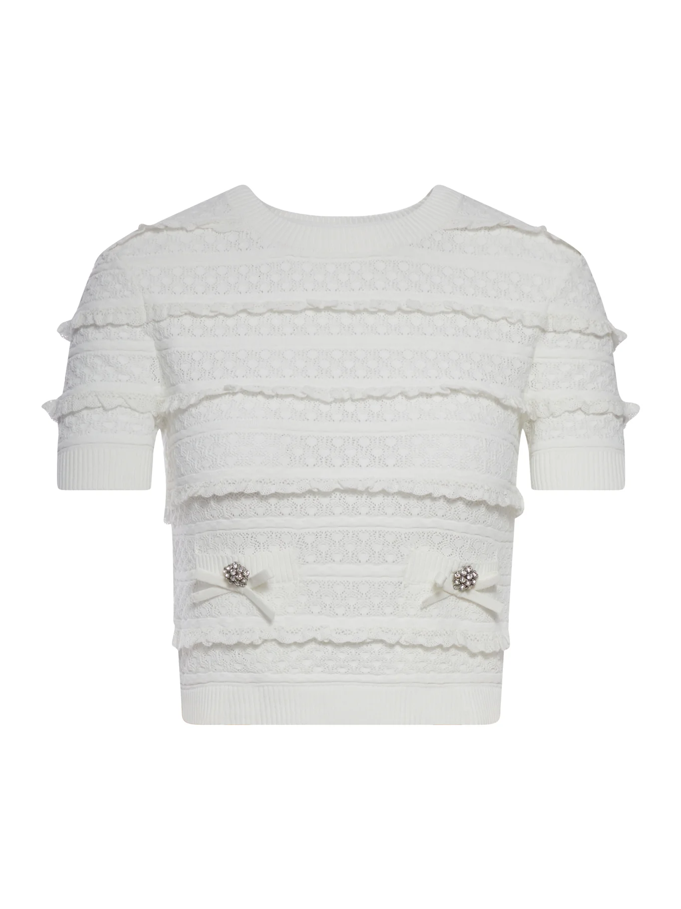 WHITE POINTELLE KNIT TOP