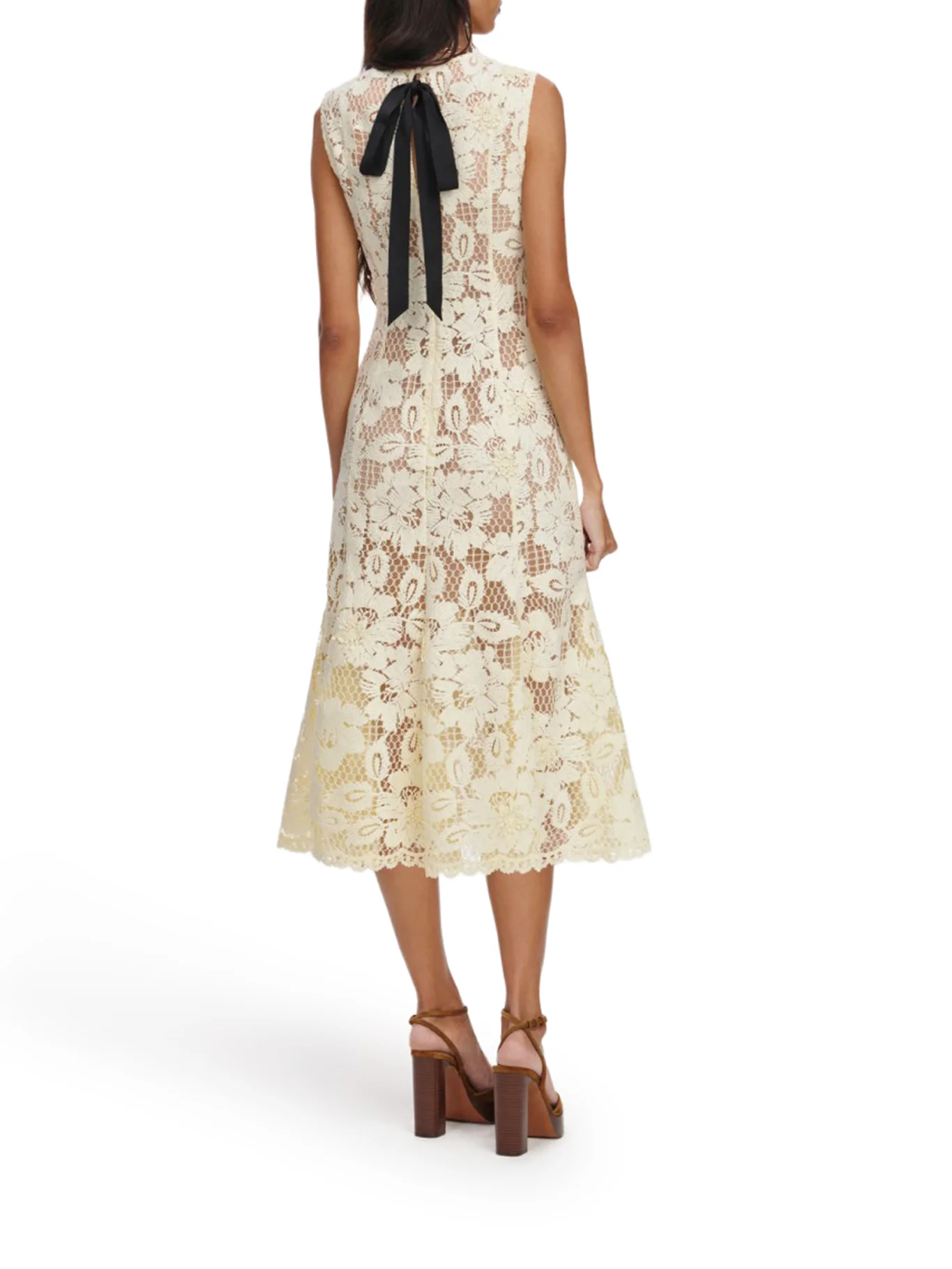 YELLOW CROCHET LACE MIDI DRESS - Image 3