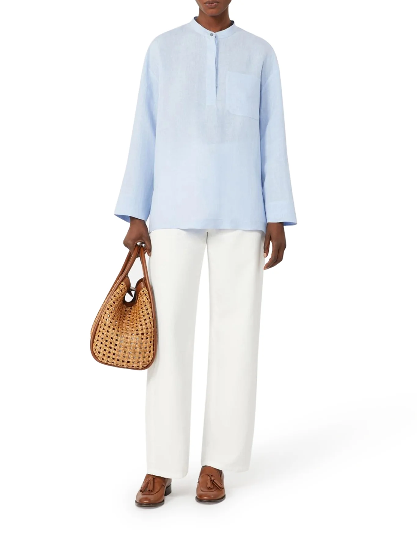 5-POCKET COTTON AND LINEN TROUSERS - Image 2