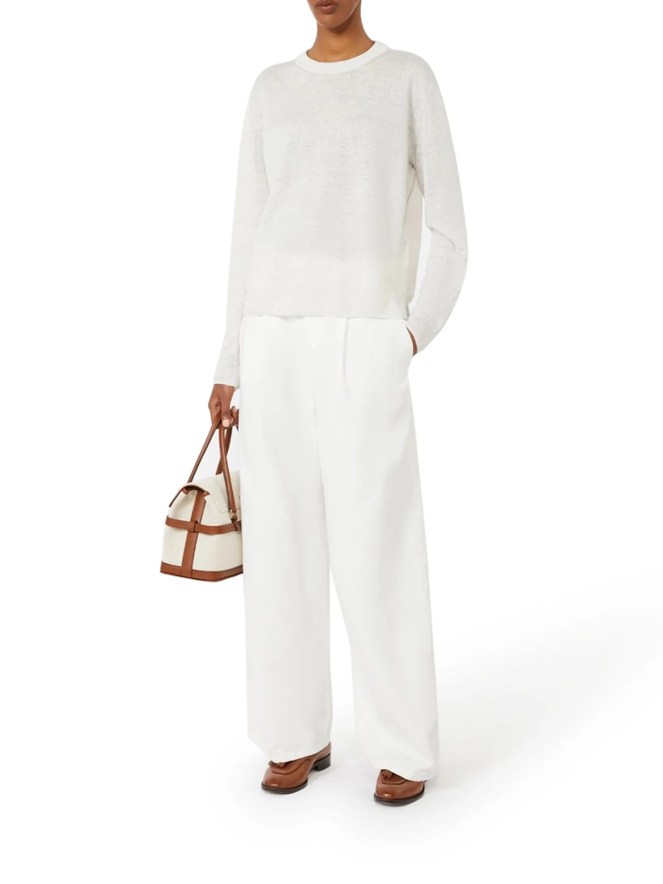 CREW NECK SWEATER IN LINEN YARN - Image 2