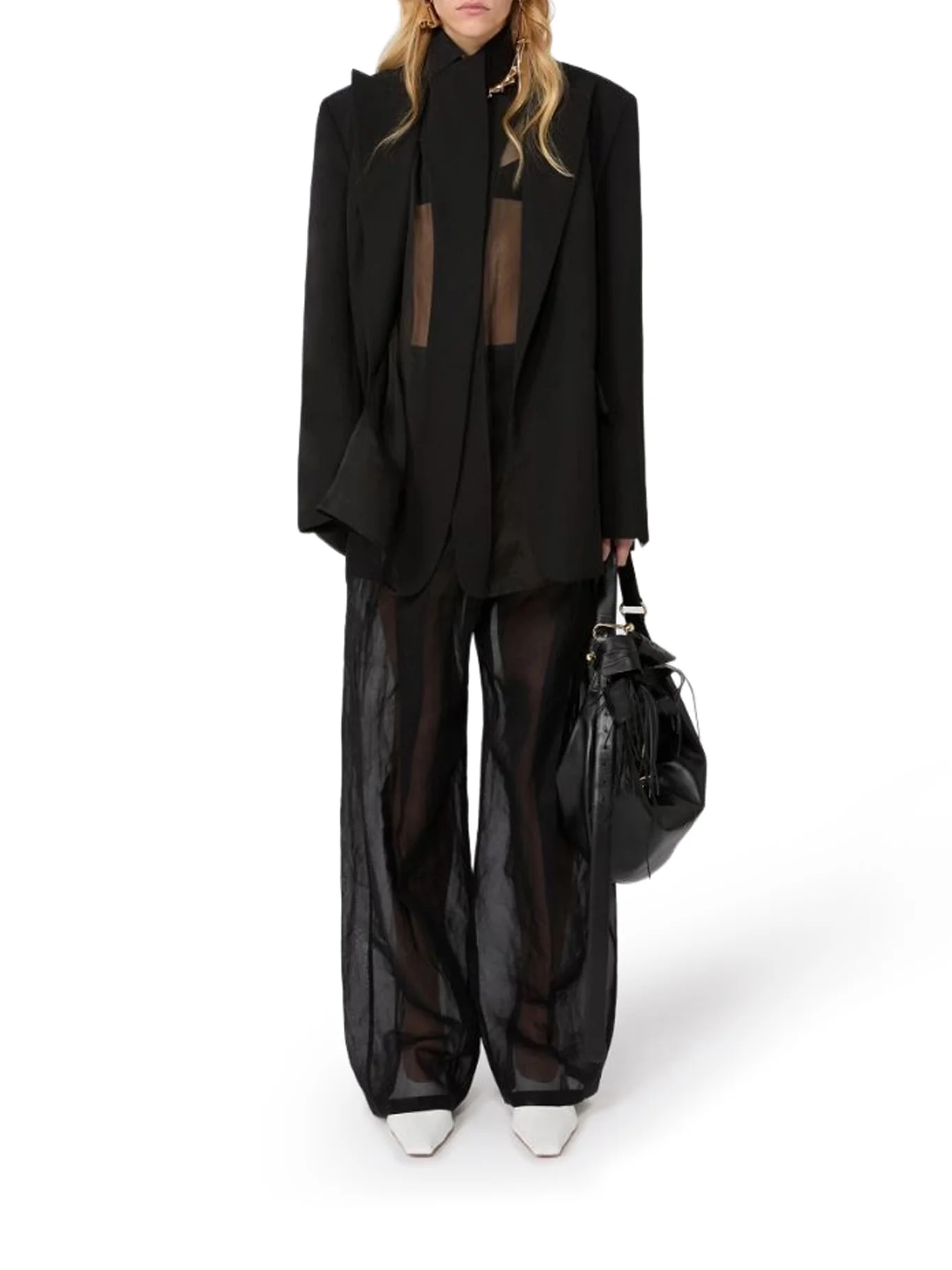 WIDE-LEG TROUSERS IN ORGANZA COTTON VOILE - Image 2