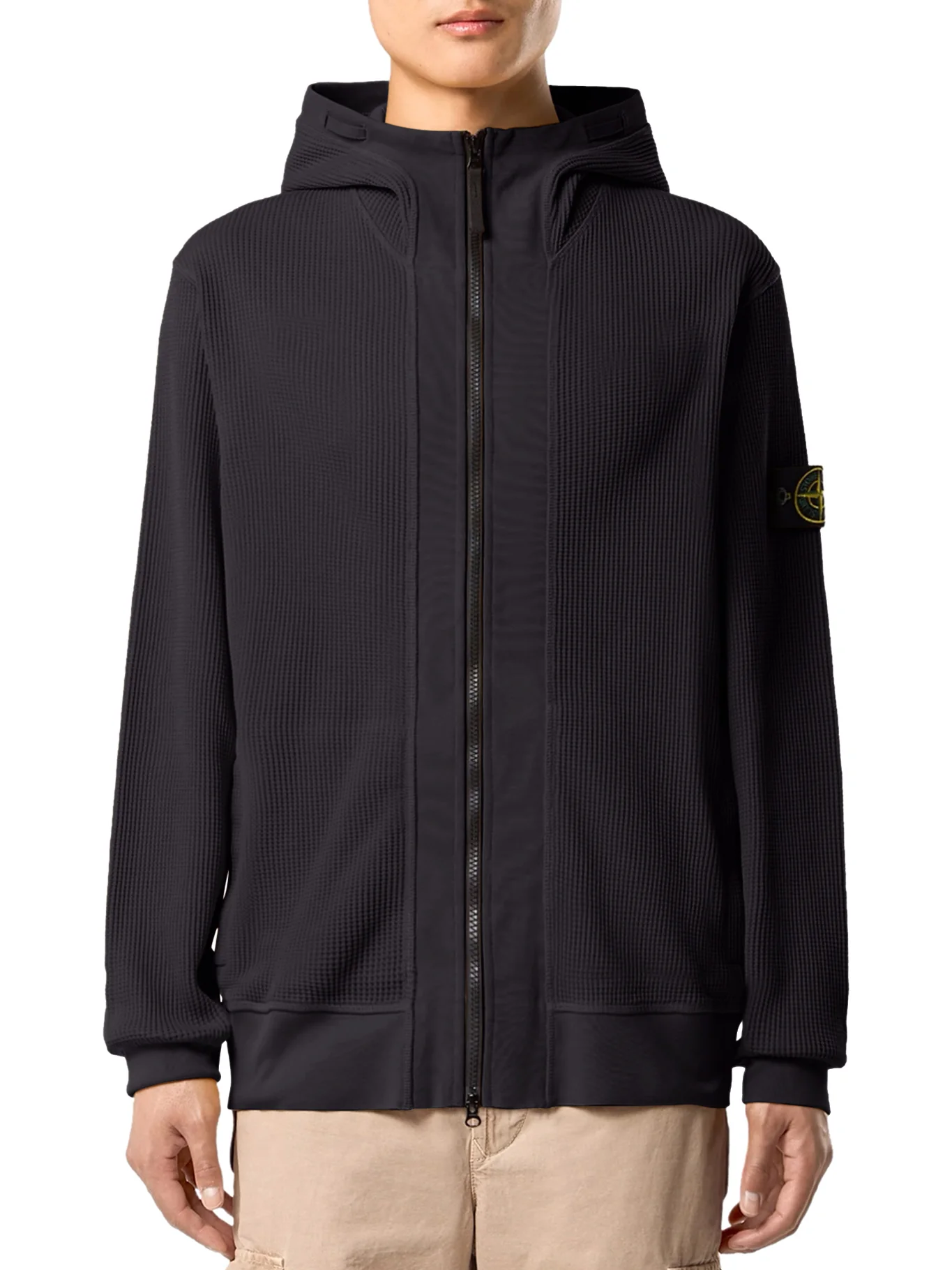COTTON ZIP-UP SWEATER WITH HOOD AND GHOST BADGE - Image 3