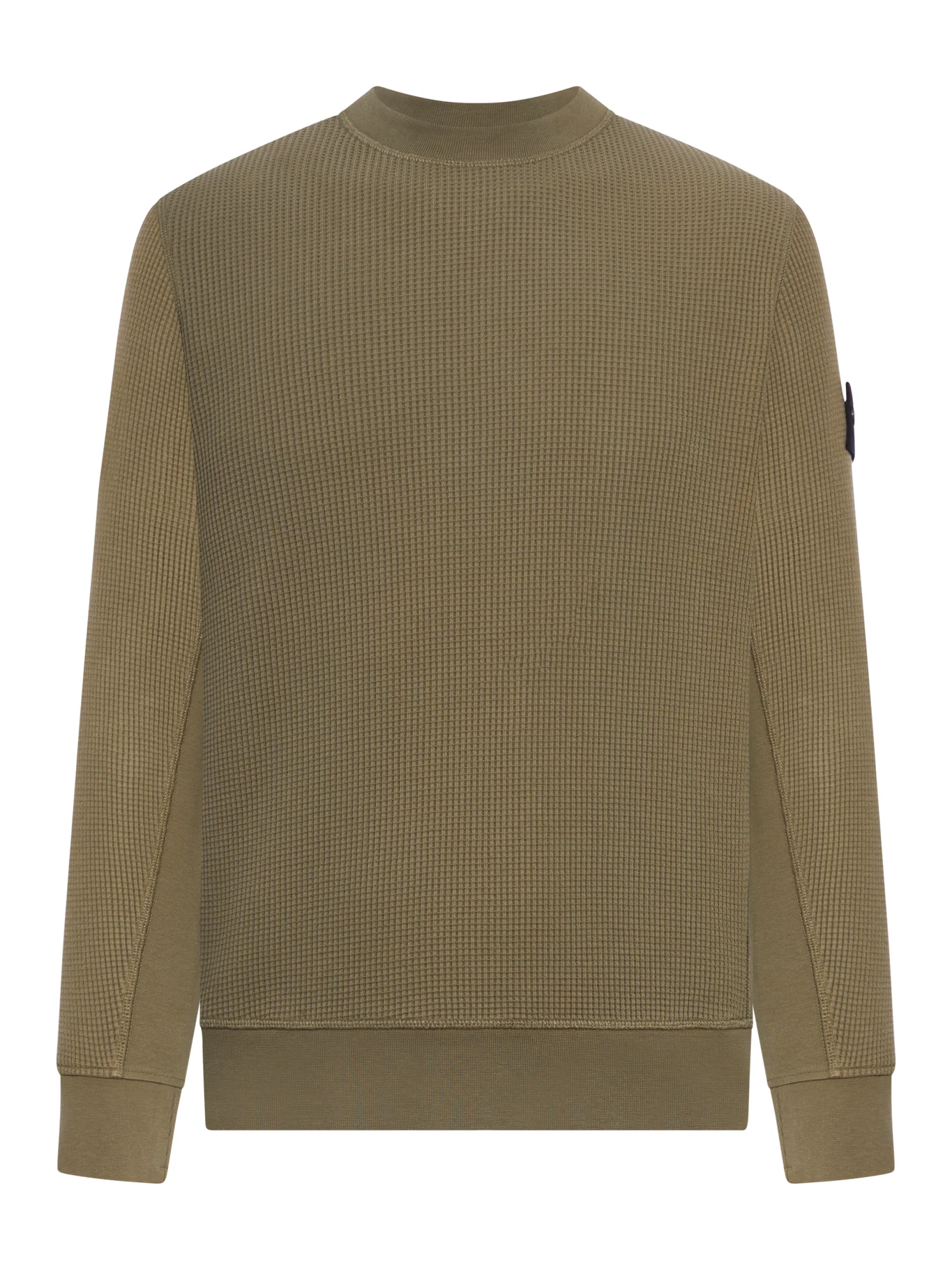 CREW NECK SWEATSHIRT IN ORGANIC COTTON WITH HONEYCOMB WORKMANSHIP