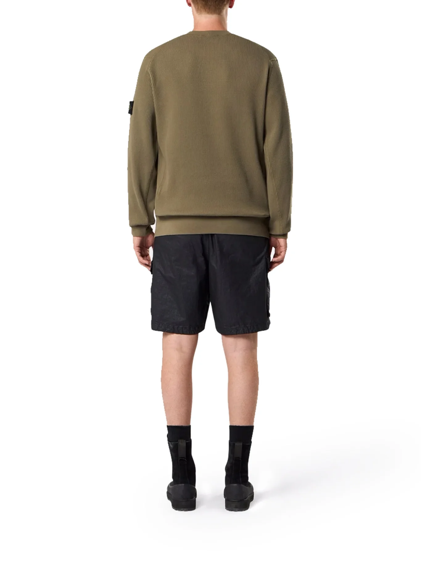 CREW NECK SWEATSHIRT IN ORGANIC COTTON WITH HONEYCOMB WORKMANSHIP - Image 3