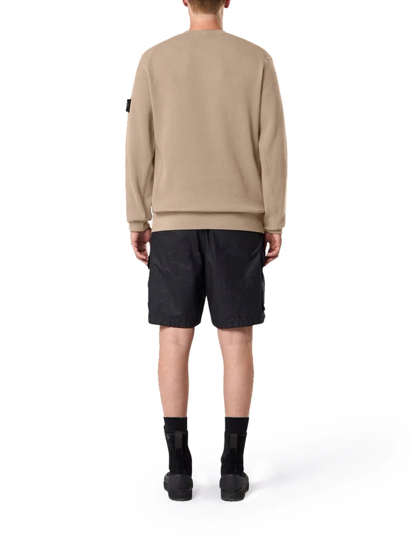 CREW NECK SWEATSHIRT IN ORGANIC COTTON WITH HONEYCOMB WORKMANSHIP - Image 3