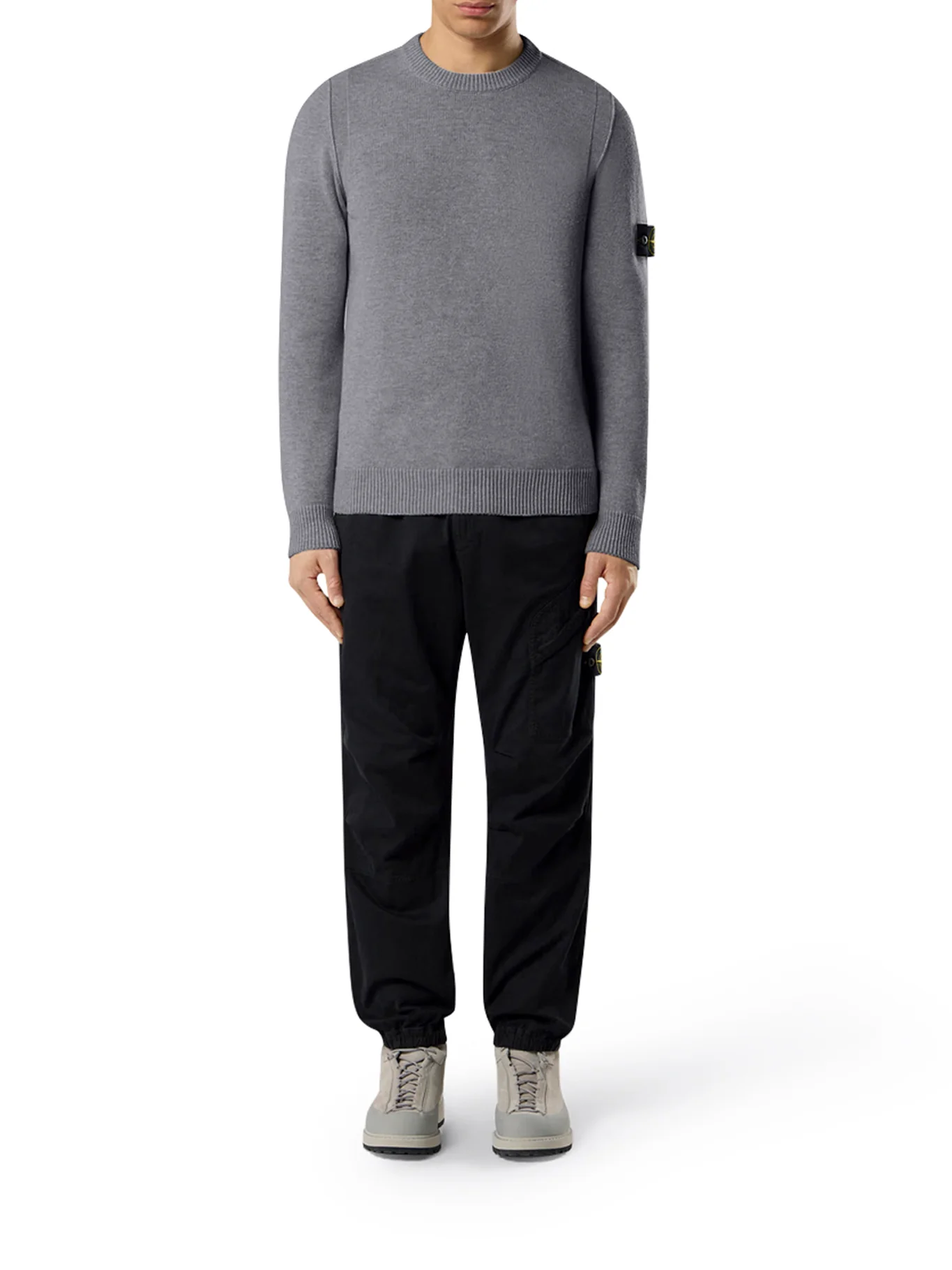 MELANGE EFFECT SWEATER WITH COMPASS LOGO - Image 2