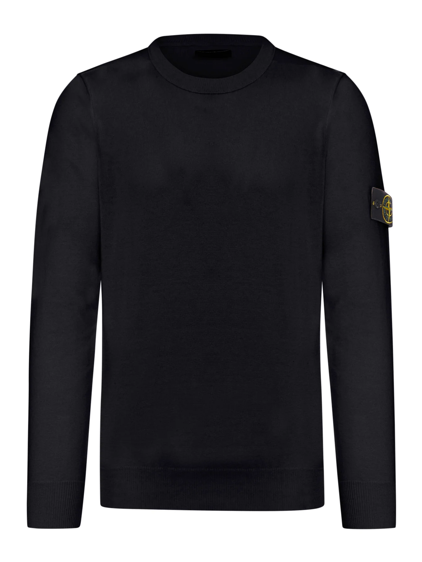 STONE ISLAND CREW NECK SWEATER WITH BADGE BLACK
