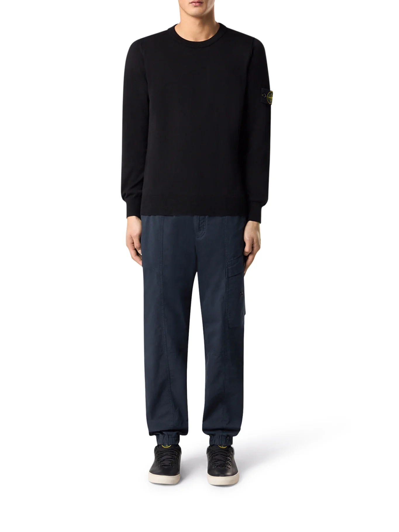 STONE ISLAND CREW NECK SWEATER WITH BADGE BLACK - Image 2