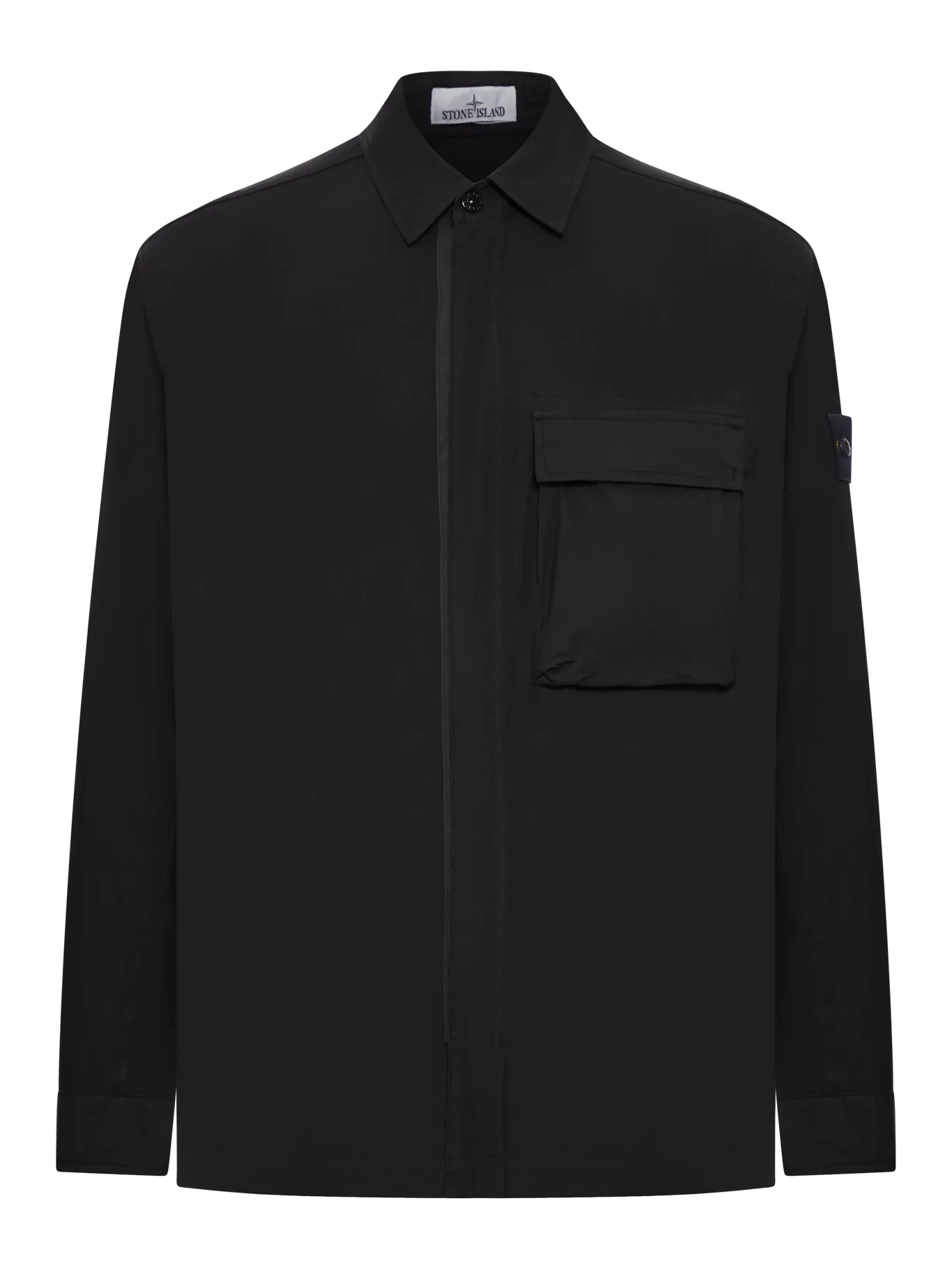 STRETCH COTTON CANVAS OVERSHIRT WITH FLAP POCKET ON THE CHEST