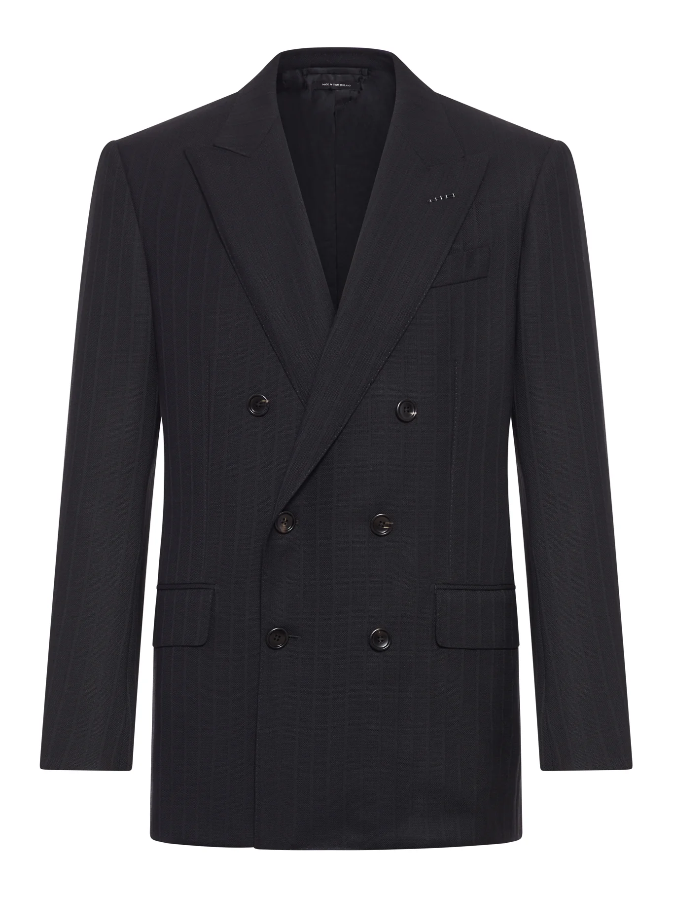 DOUBLE-BREASTED PINSTRIPED WOOL JACKET