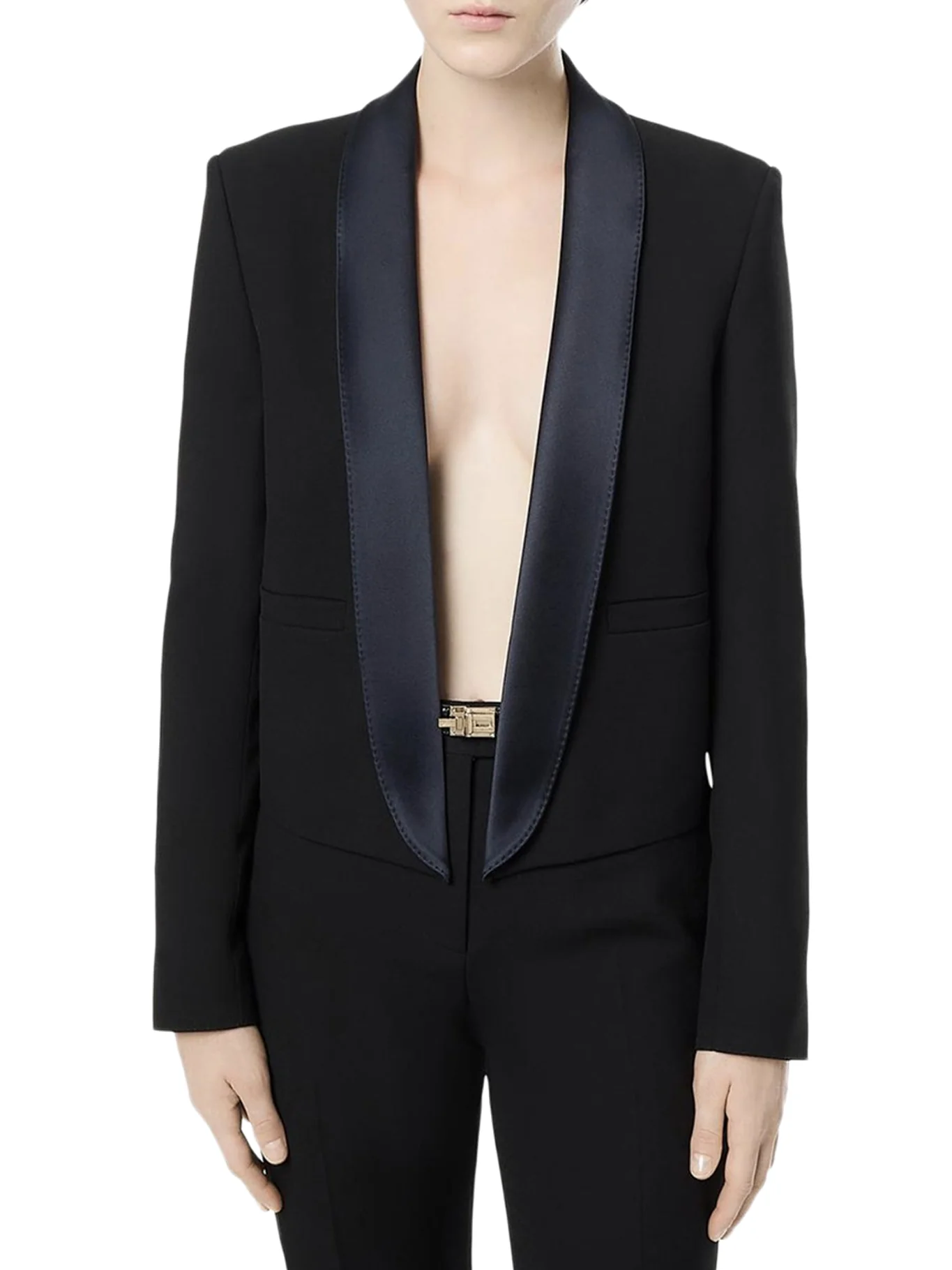 SHORT SINGLE-BREASTED JACKET WITH TWO-TONE SHAWL LAPEL - Image 3
