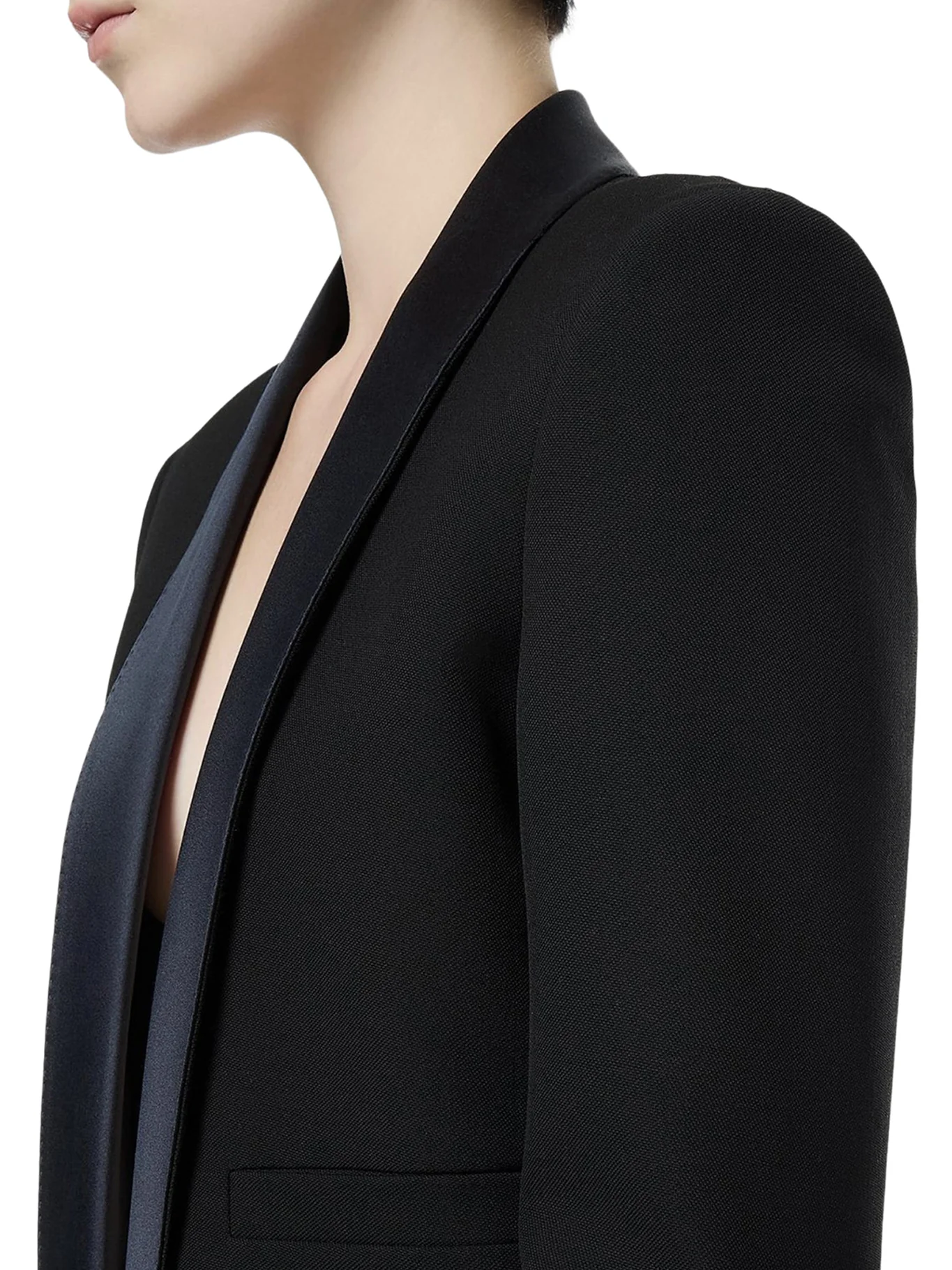 SHORT SINGLE-BREASTED JACKET WITH TWO-TONE SHAWL LAPEL - Image 5
