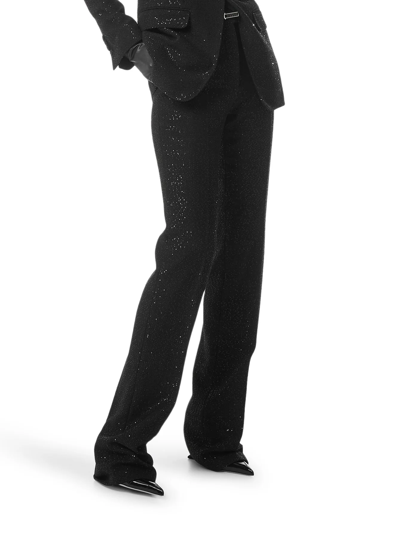 TAILORED WOOL BLEND CREPE TROUSERS WITH SEQUINS - Image 3