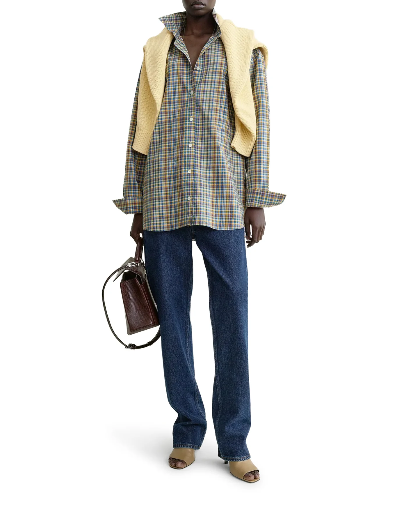 CLASSIC BLUE AND ORANGE CHECKED COTTON SHIRT - Image 2