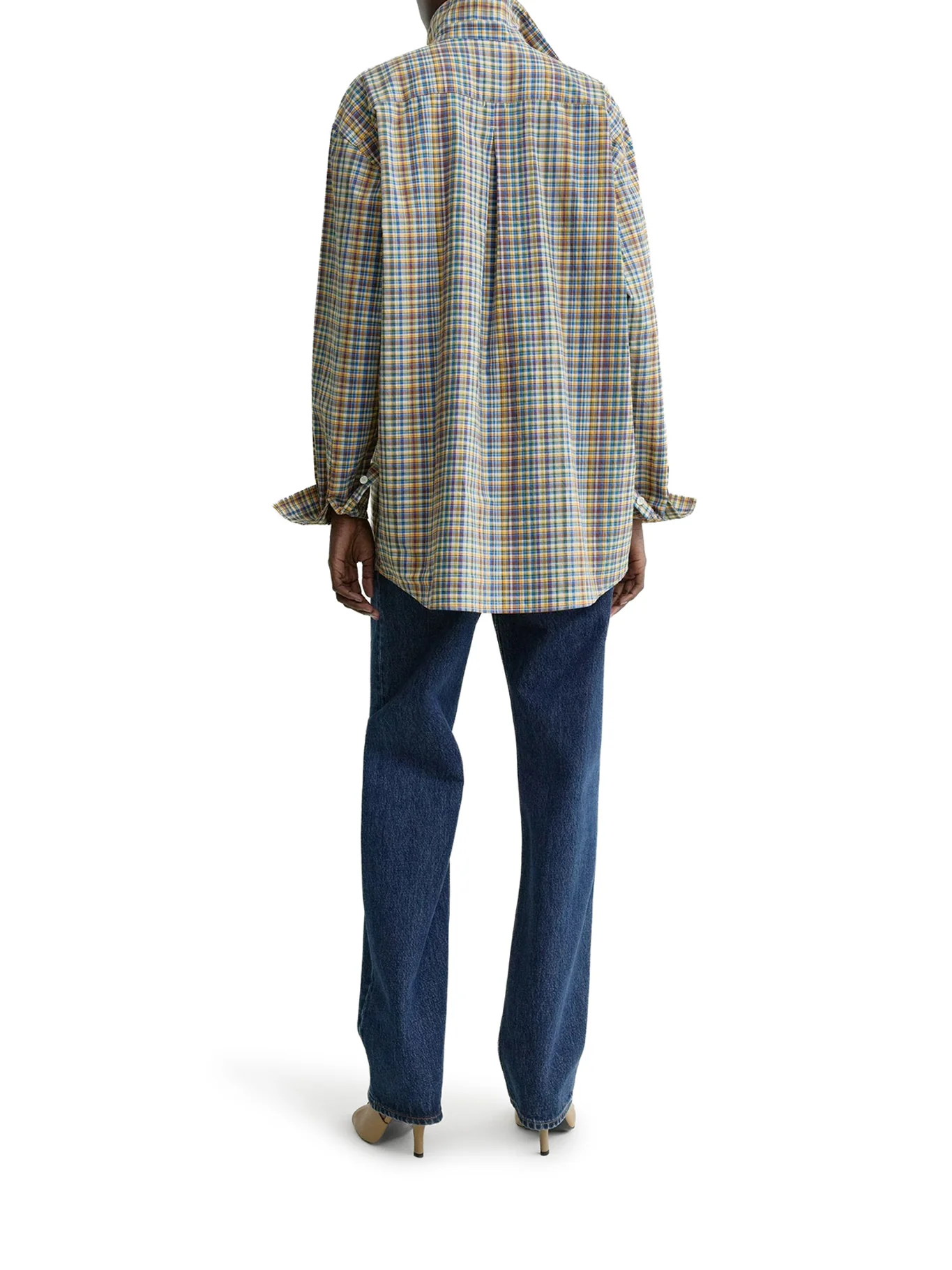 CLASSIC BLUE AND ORANGE CHECKED COTTON SHIRT - Image 4